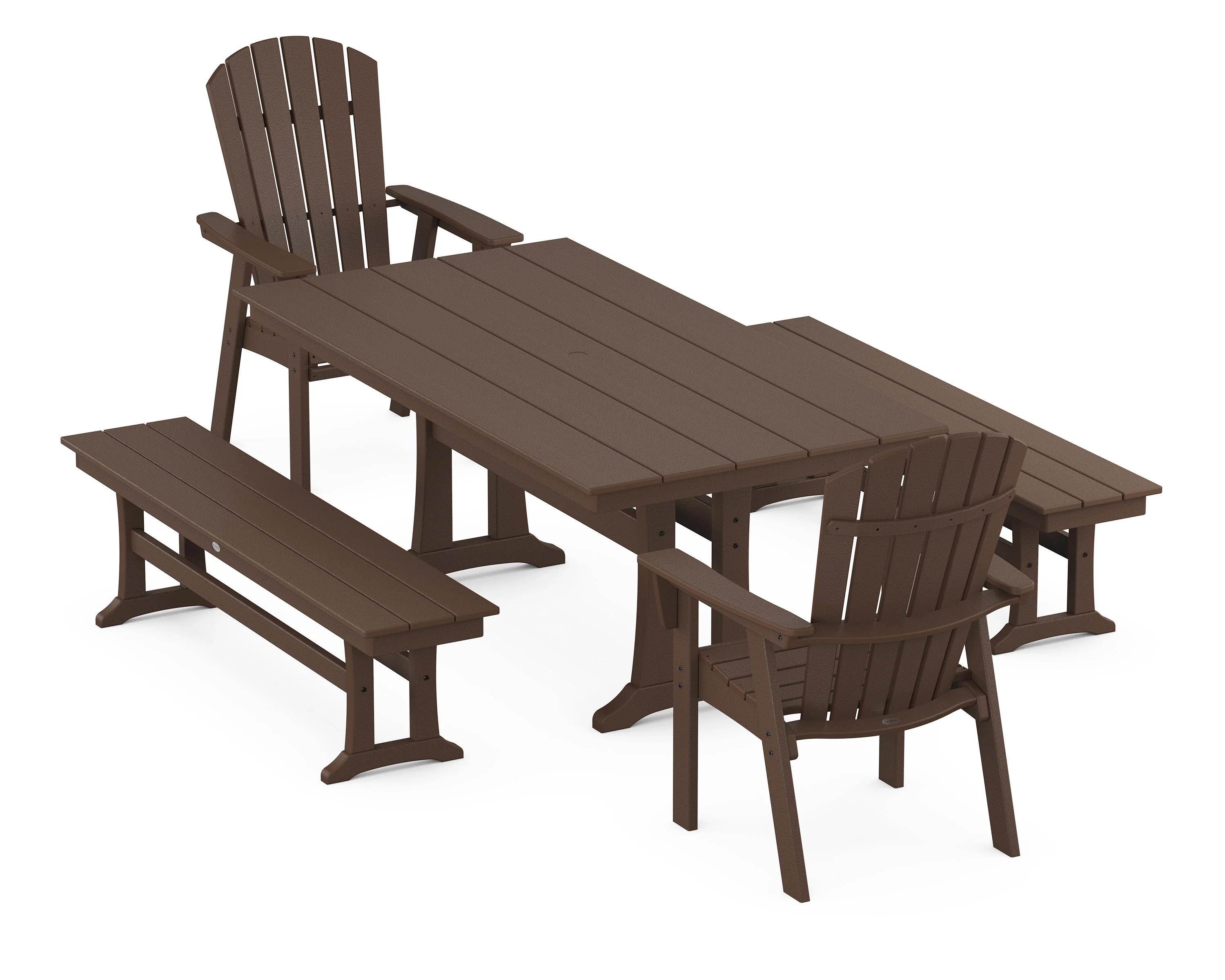 Nautical Adirondack 5-Piece Farmhouse Dining Set With Trestle Legs - Image 6