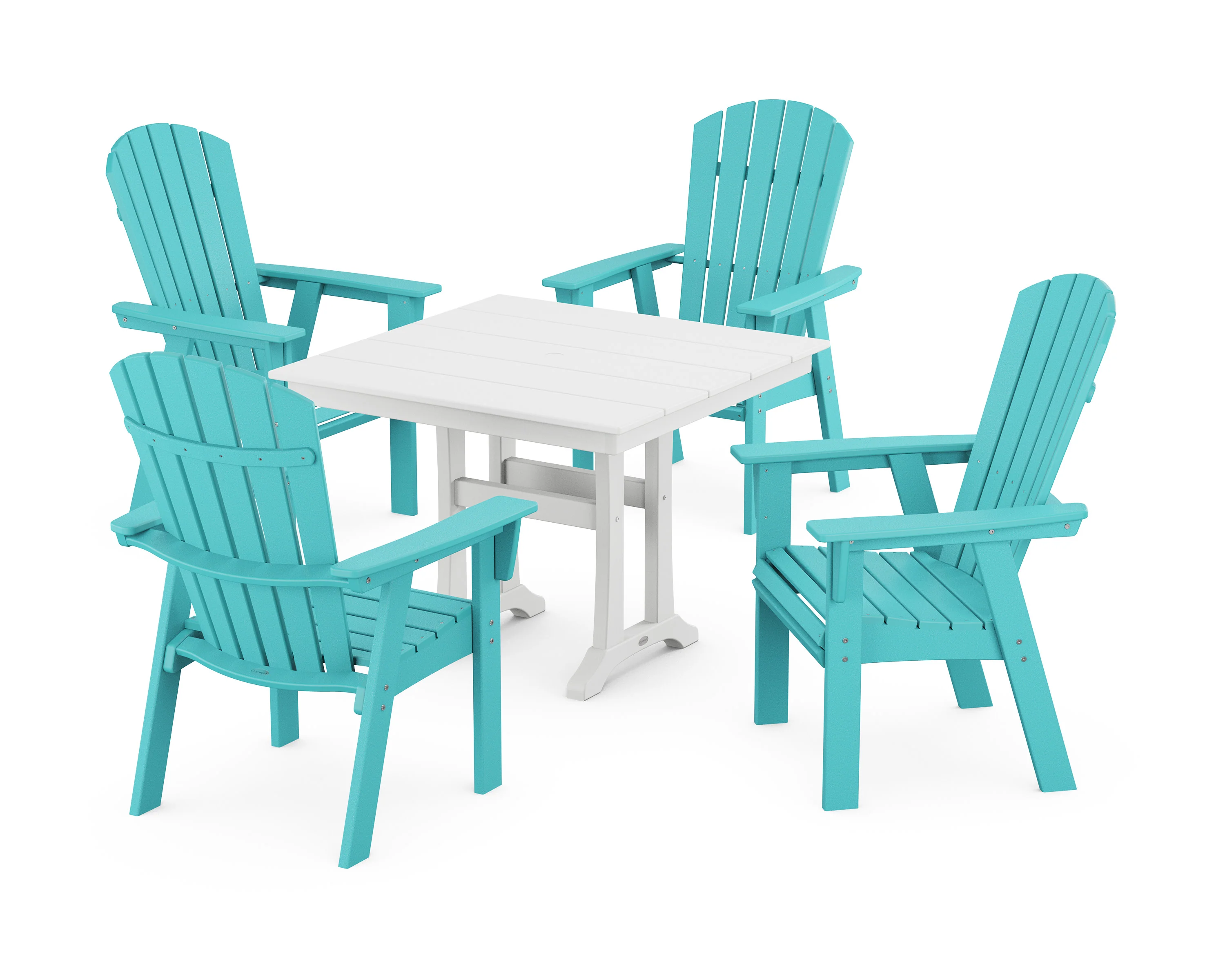 Nautical Adirondack 5-Piece Farmhouse Dining Set With Trestle Legs - Image 4