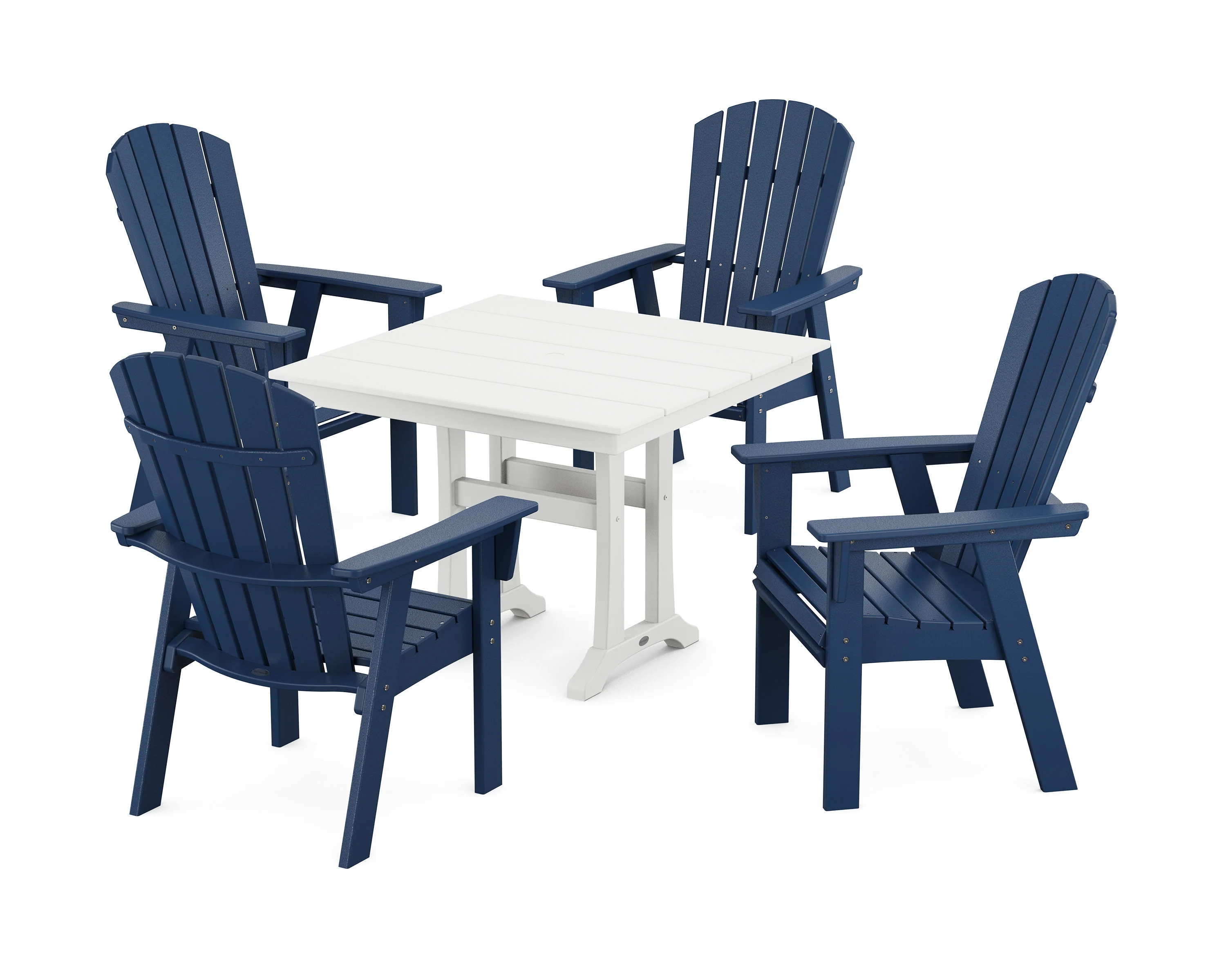 Nautical Adirondack 5-Piece Farmhouse Dining Set With Trestle Legs - Image 8