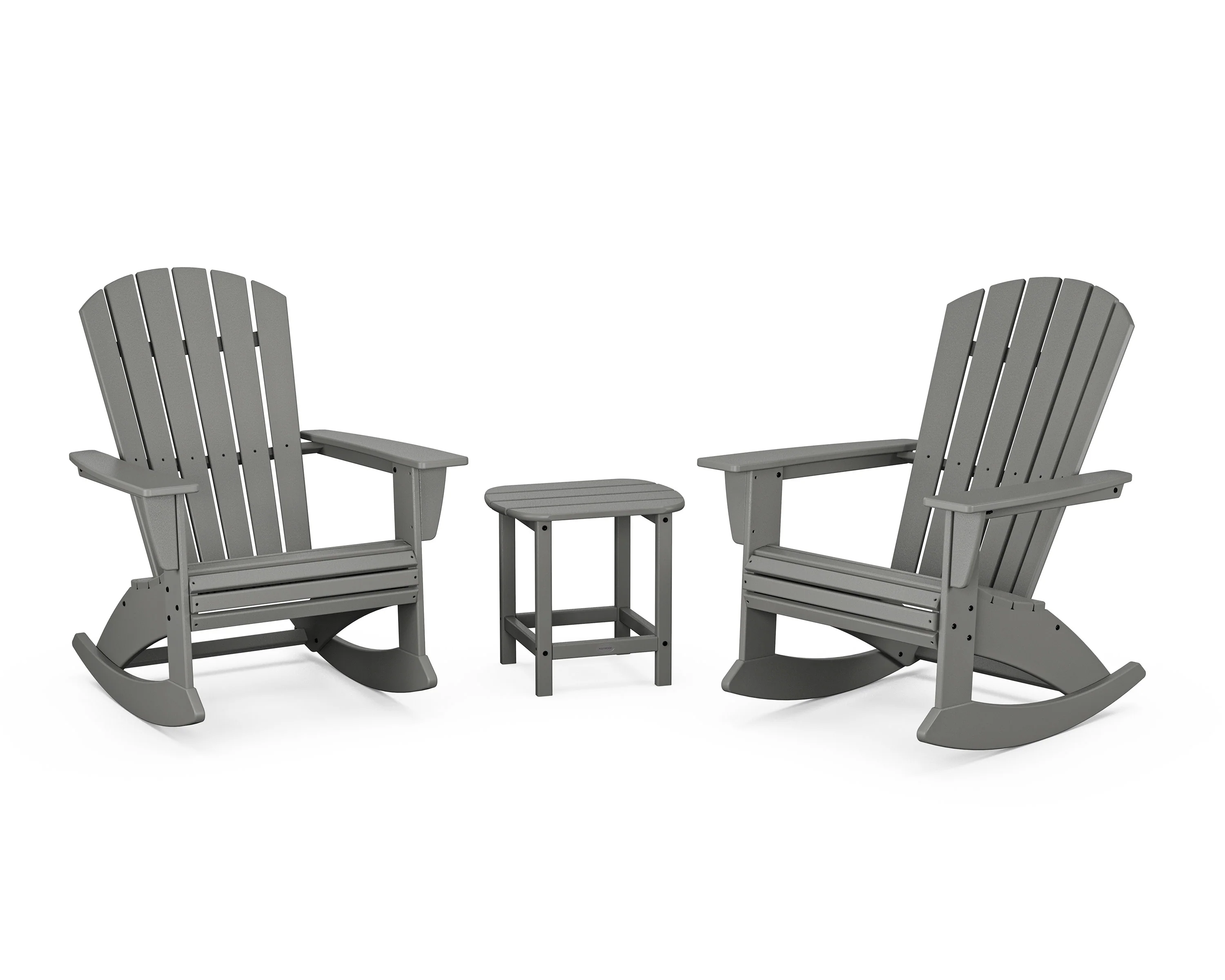 Nautical Curveback 3-Piece Adirondack Rocking Chair Set