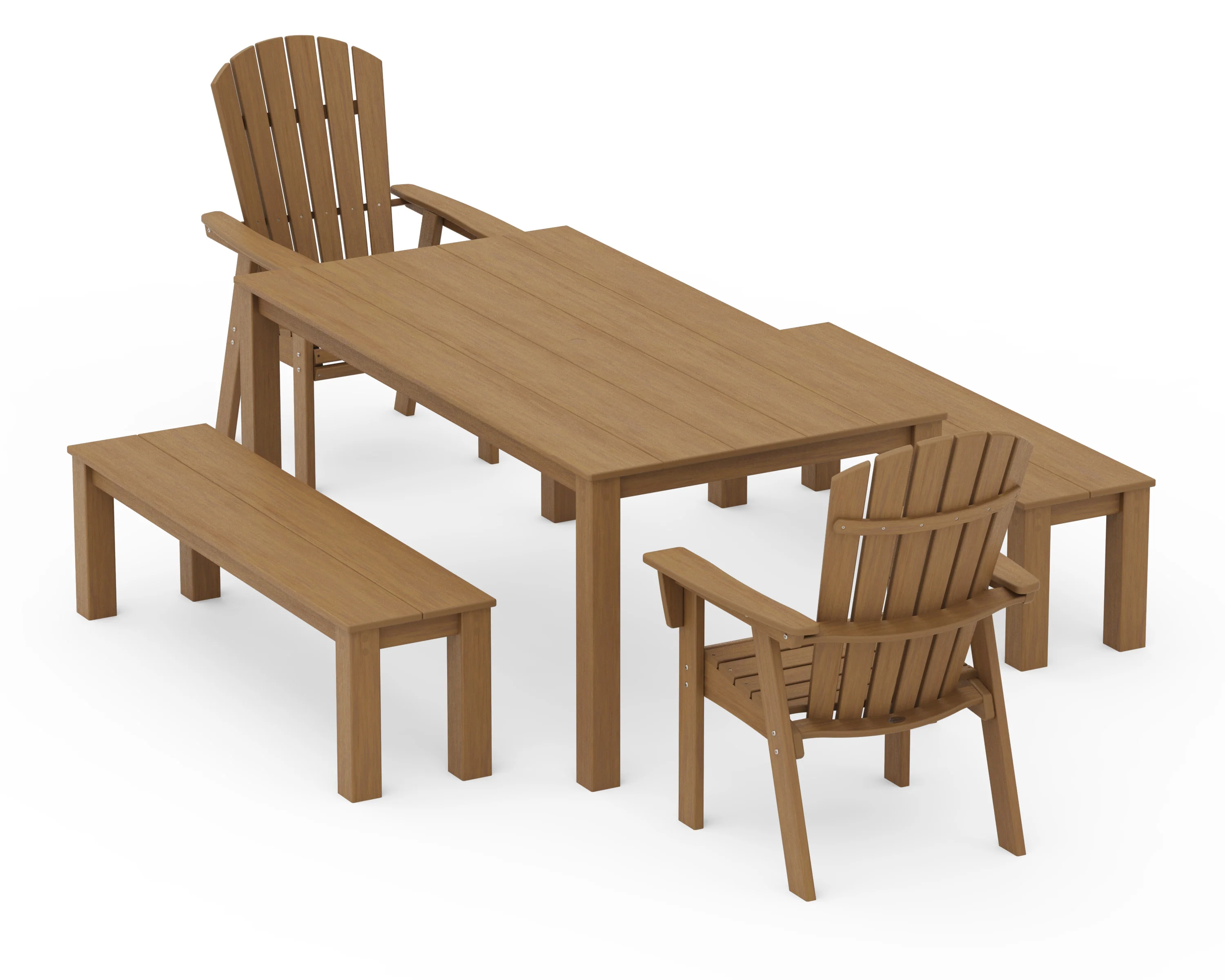 Nautical Curveback Adirondack 5-Piece Parsons Dining Set with Benches - Image 12