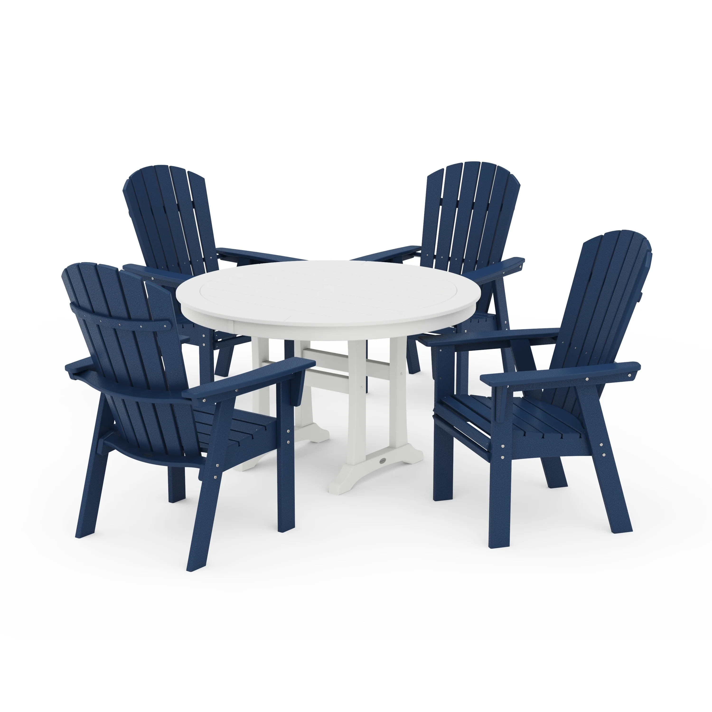 Nautical Curveback Adirondack 5-Piece Round Dining Set with Trestle Legs - Image 18