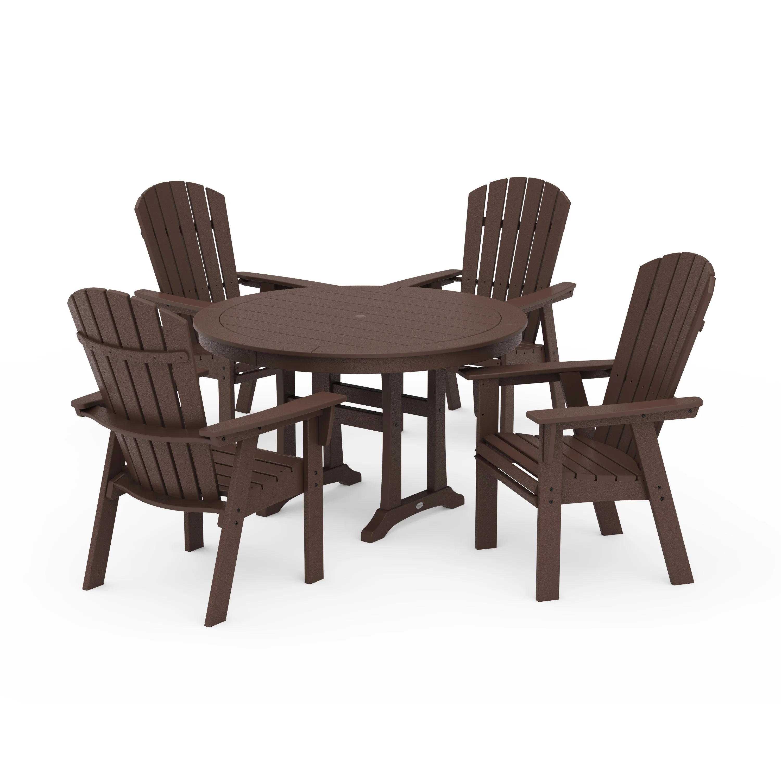 Nautical Curveback Adirondack 5-Piece Round Dining Set with Trestle Legs - Image 6