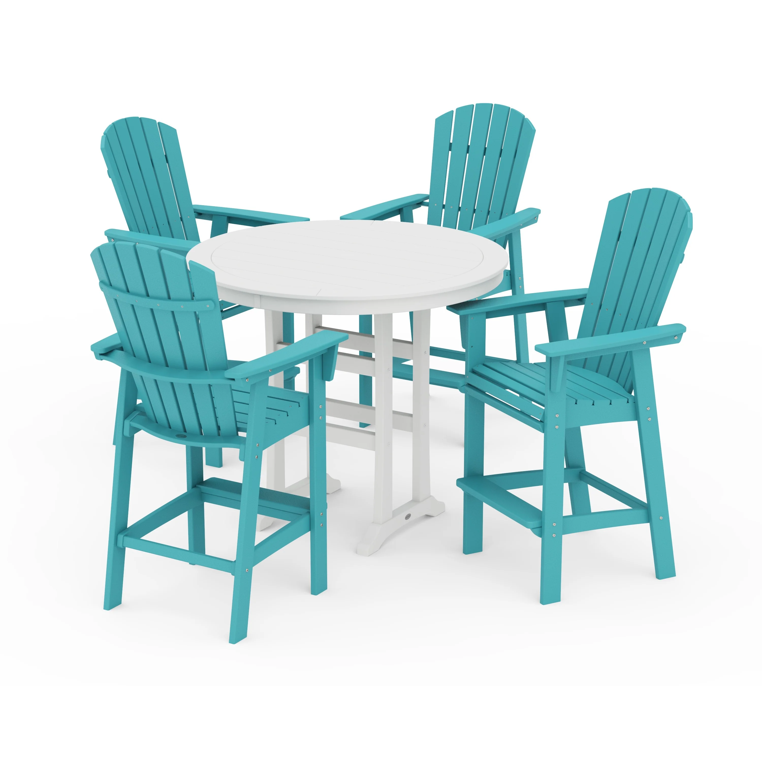 Nautical Curveback Adirondack 5-Piece Round Trestle Bar Set - Image 17
