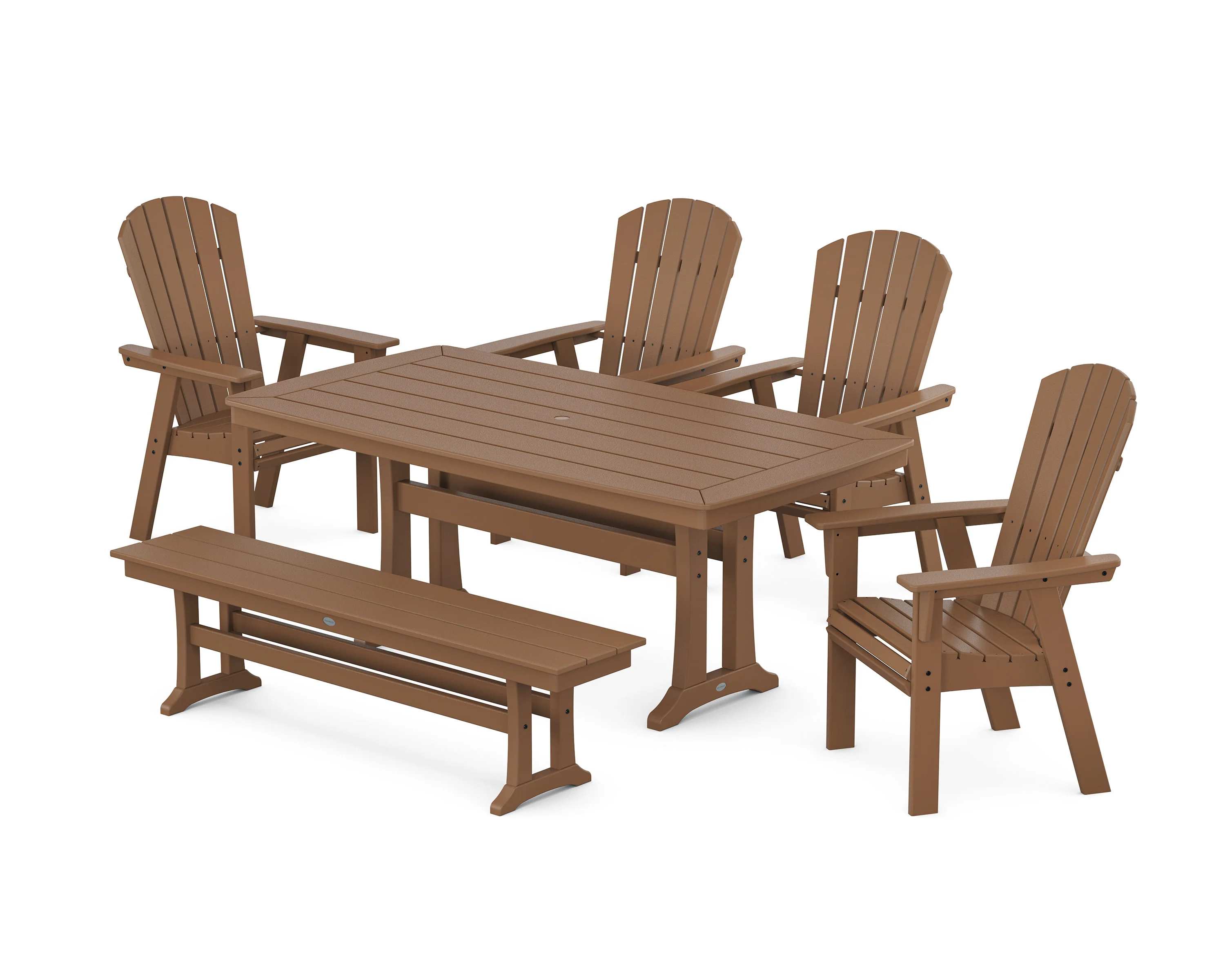 Nautical Curveback Adirondack 6-Piece Dining Set with Trestle Legs and Bench - Image 8