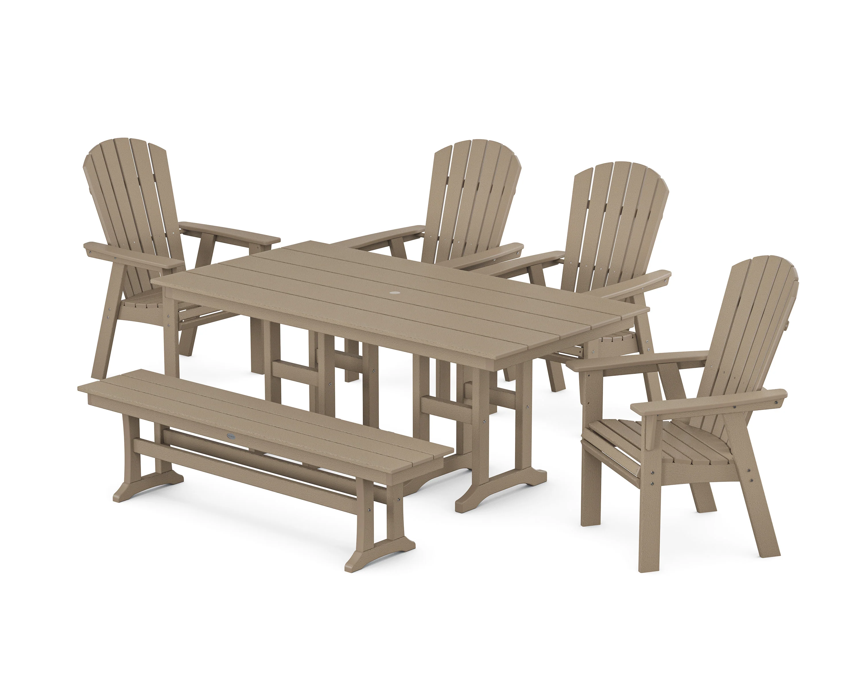 Nautical Curveback Adirondack 6-Piece Farmhouse Dining Set with Bench - Image 11