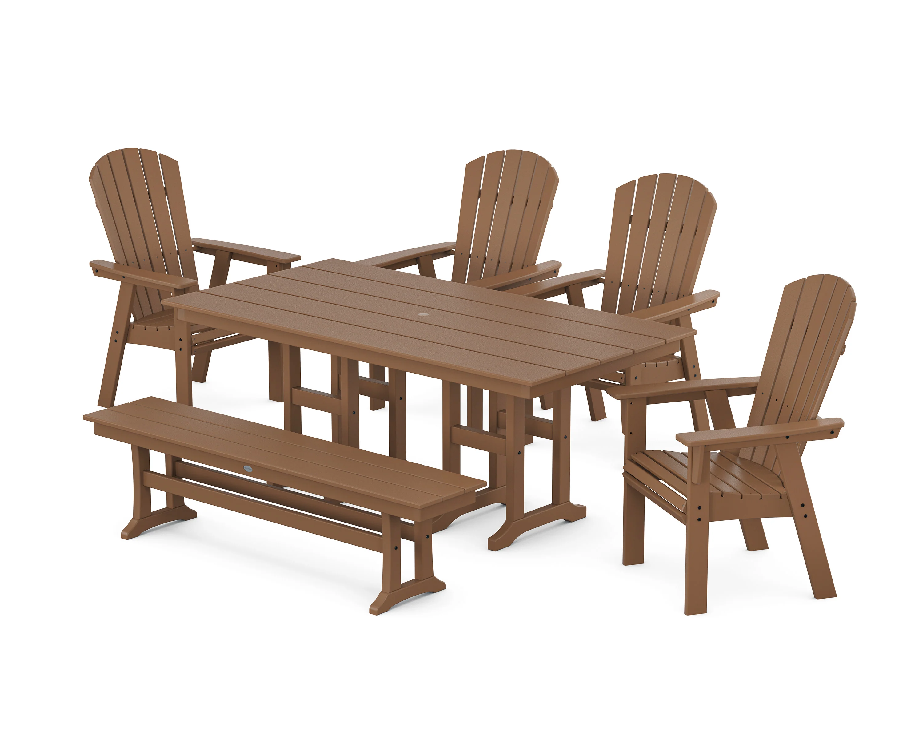 Nautical Curveback Adirondack 6-Piece Farmhouse Dining Set with Bench - Image 8