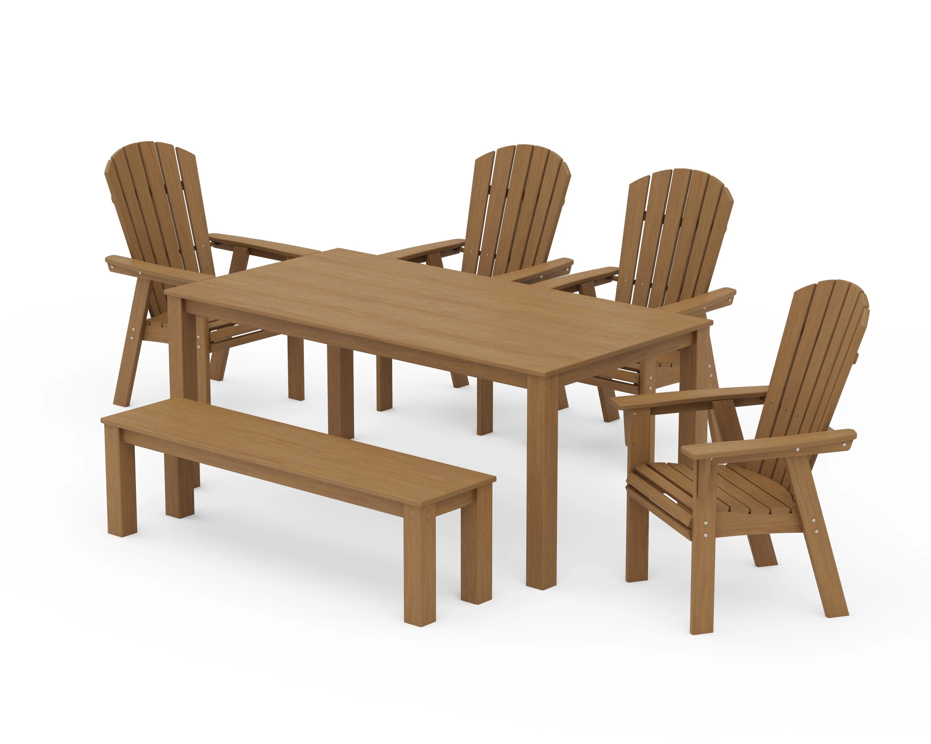 Nautical Curveback Adirondack 6-Piece Parsons Dining Set with Bench - Image 12