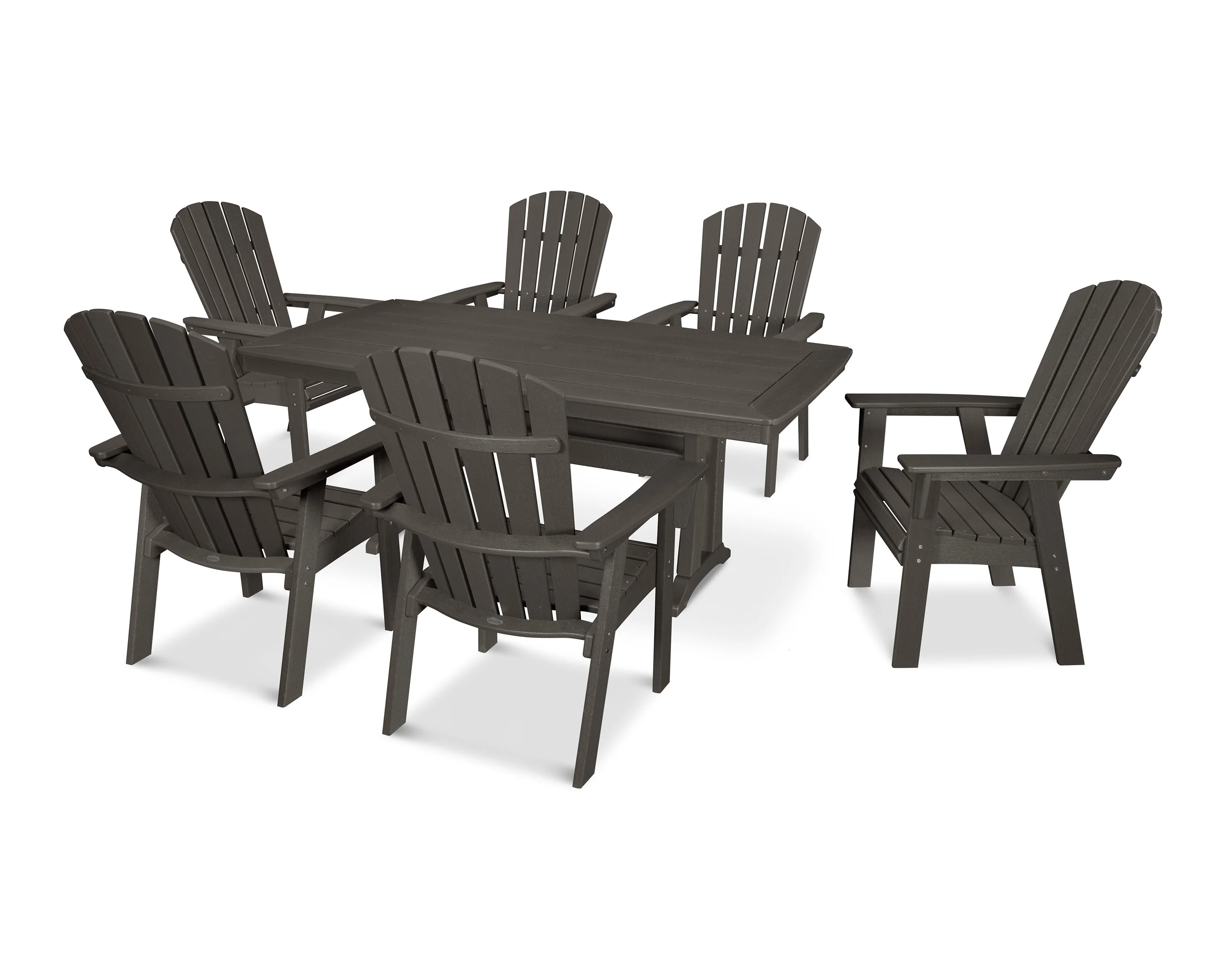 Nautical Curveback Adirondack 7-Piece Dining Set with Trestle Legs - Image 14