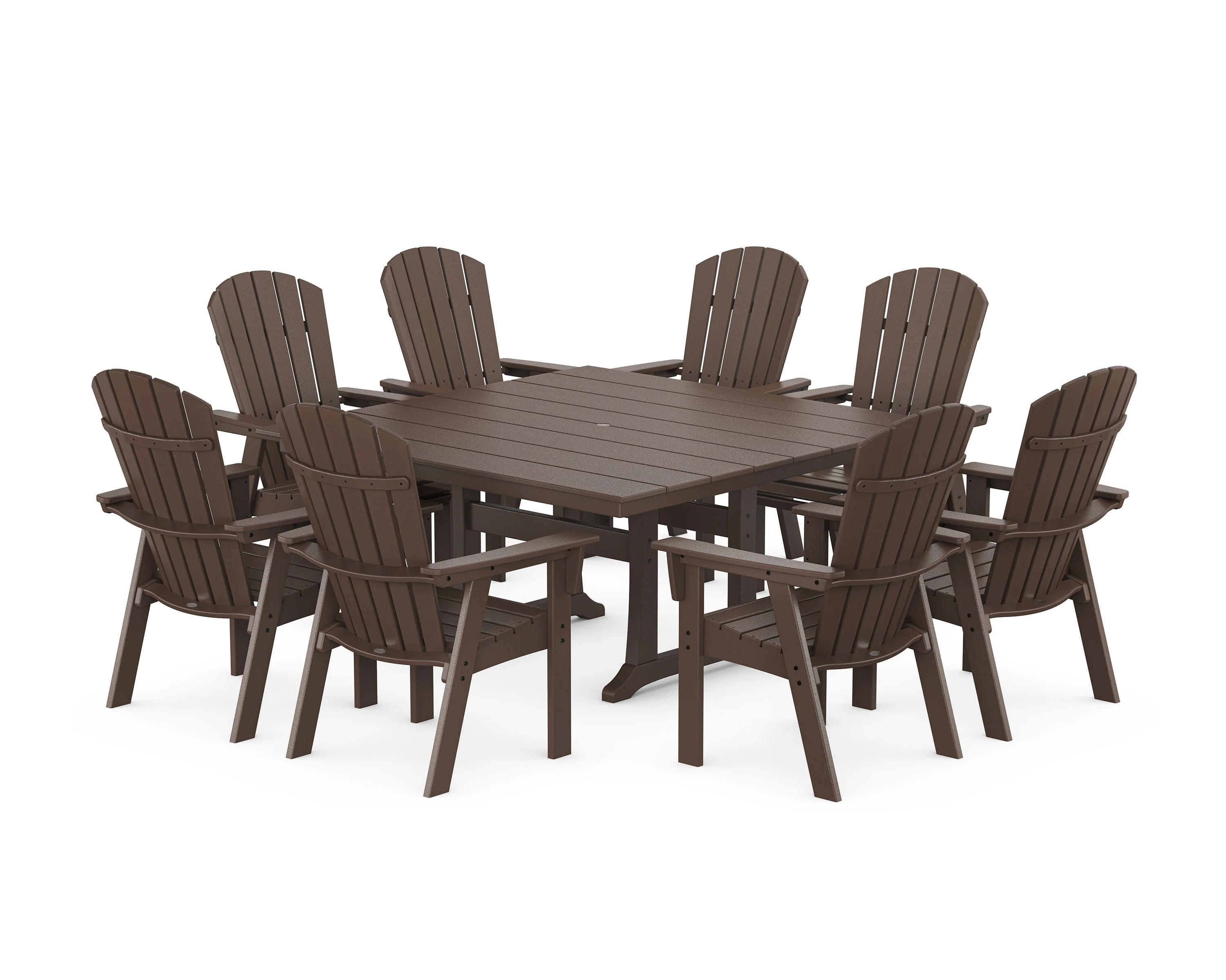 Nautical Curveback Adirondack 9-Piece Square Dining Set with Trestle Legs - Image 10