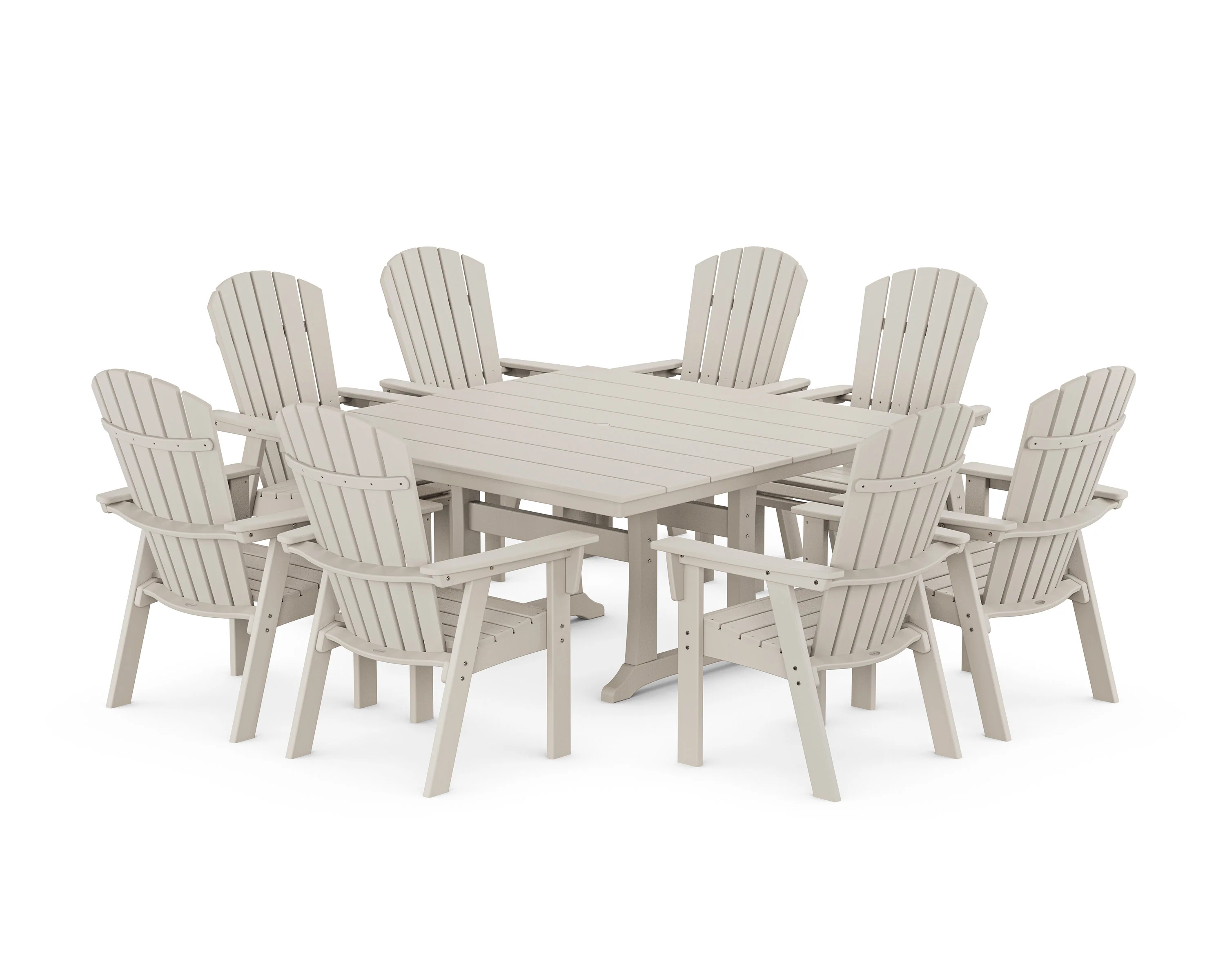 Nautical Curveback Adirondack 9-Piece Square Dining Set with Trestle Legs - Image 11
