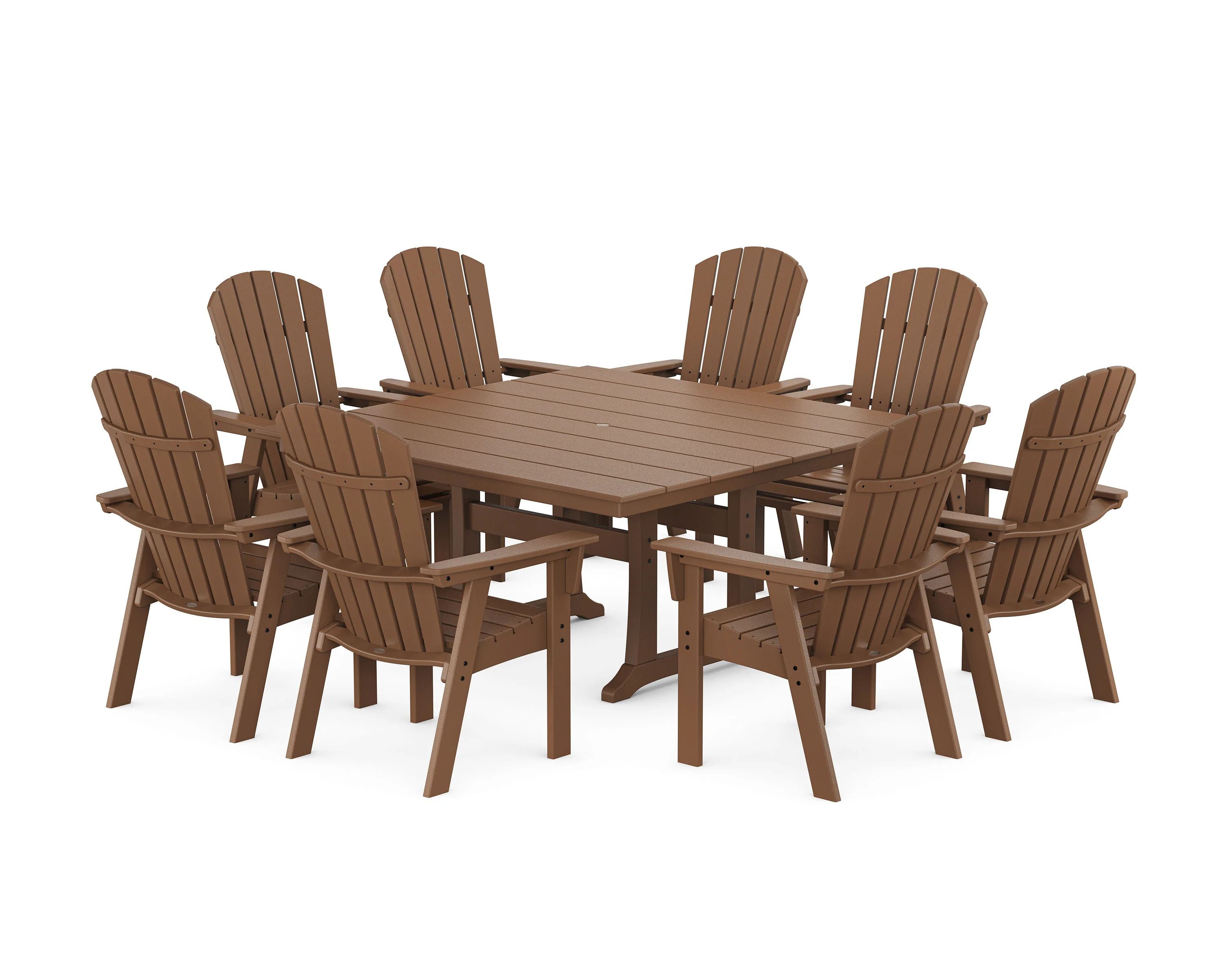Nautical Curveback Adirondack 9-Piece Square Dining Set with Trestle Legs - Image 12