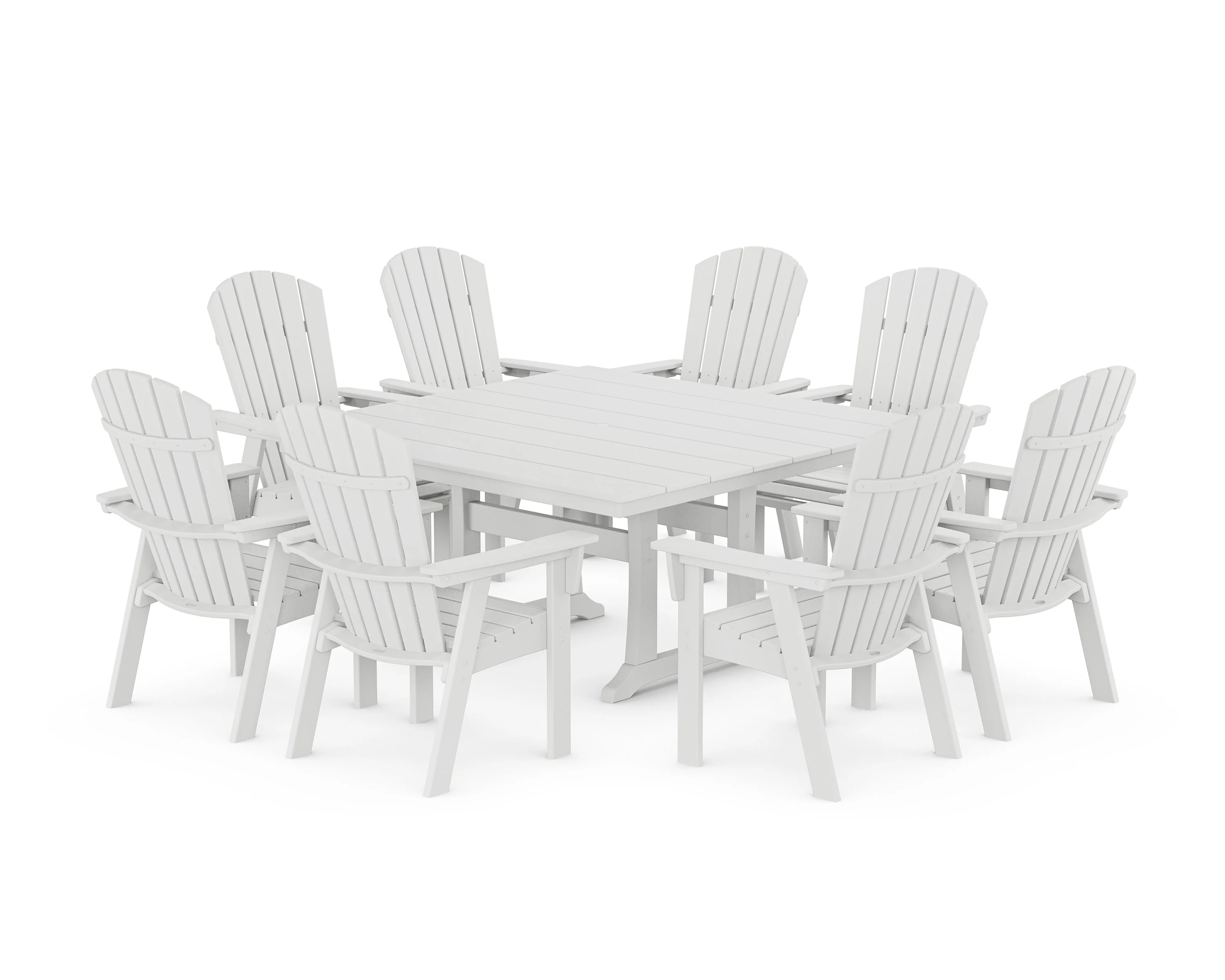 Nautical Curveback Adirondack 9-Piece Square Dining Set with Trestle Legs - Image 13
