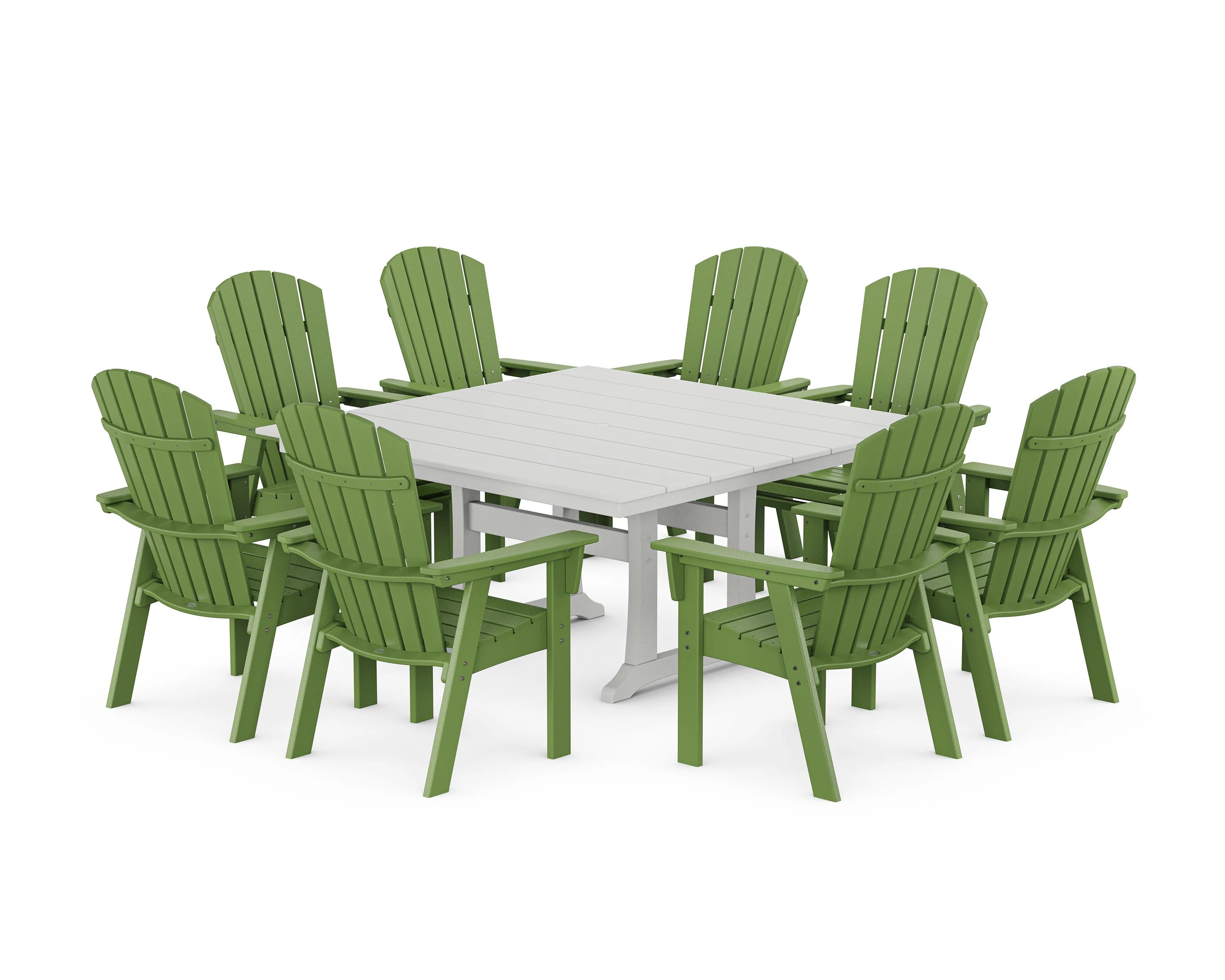 Nautical Curveback Adirondack 9-Piece Square Dining Set with Trestle Legs - Image 15