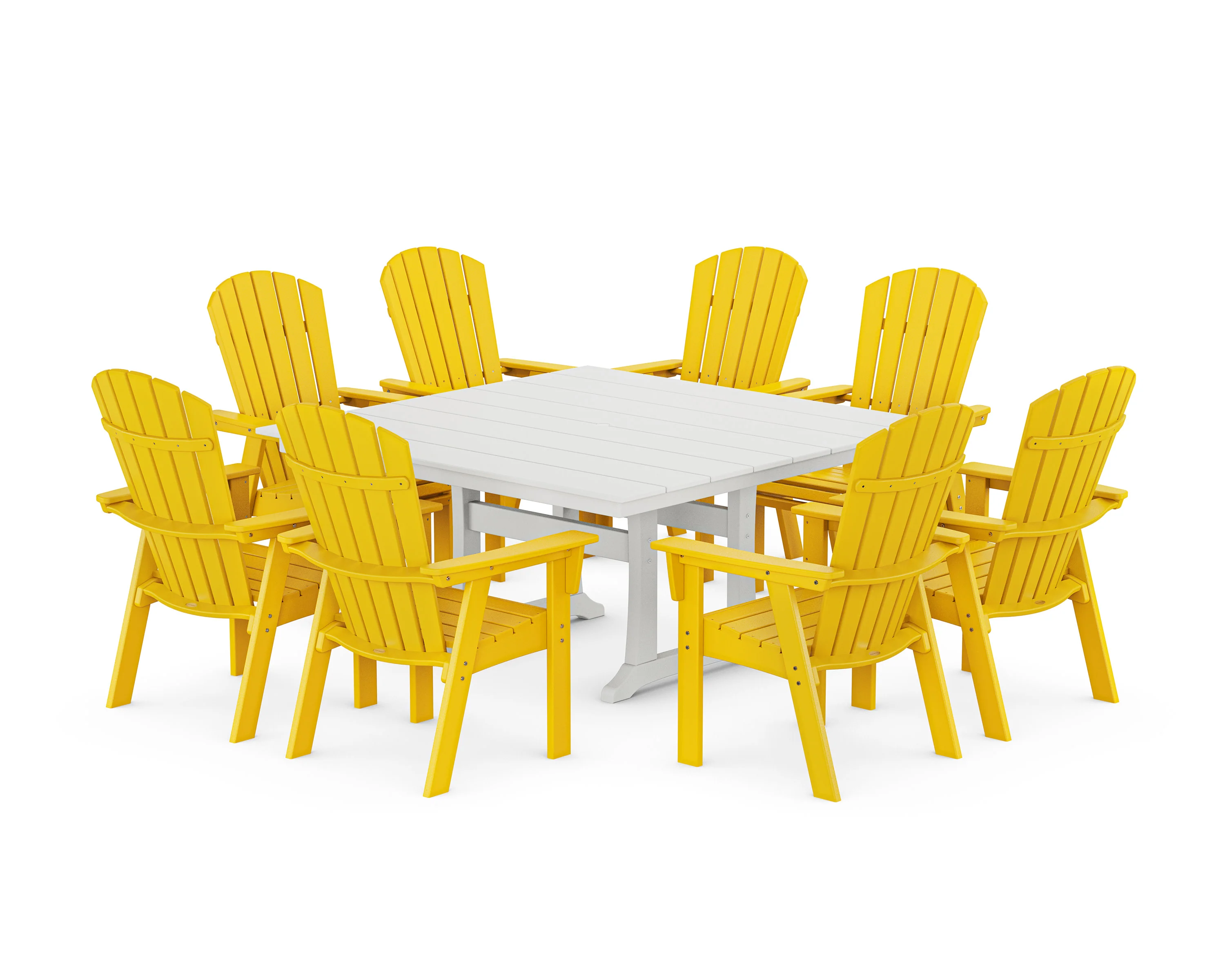 Nautical Curveback Adirondack 9-Piece Square Dining Set with Trestle Legs - Image 19