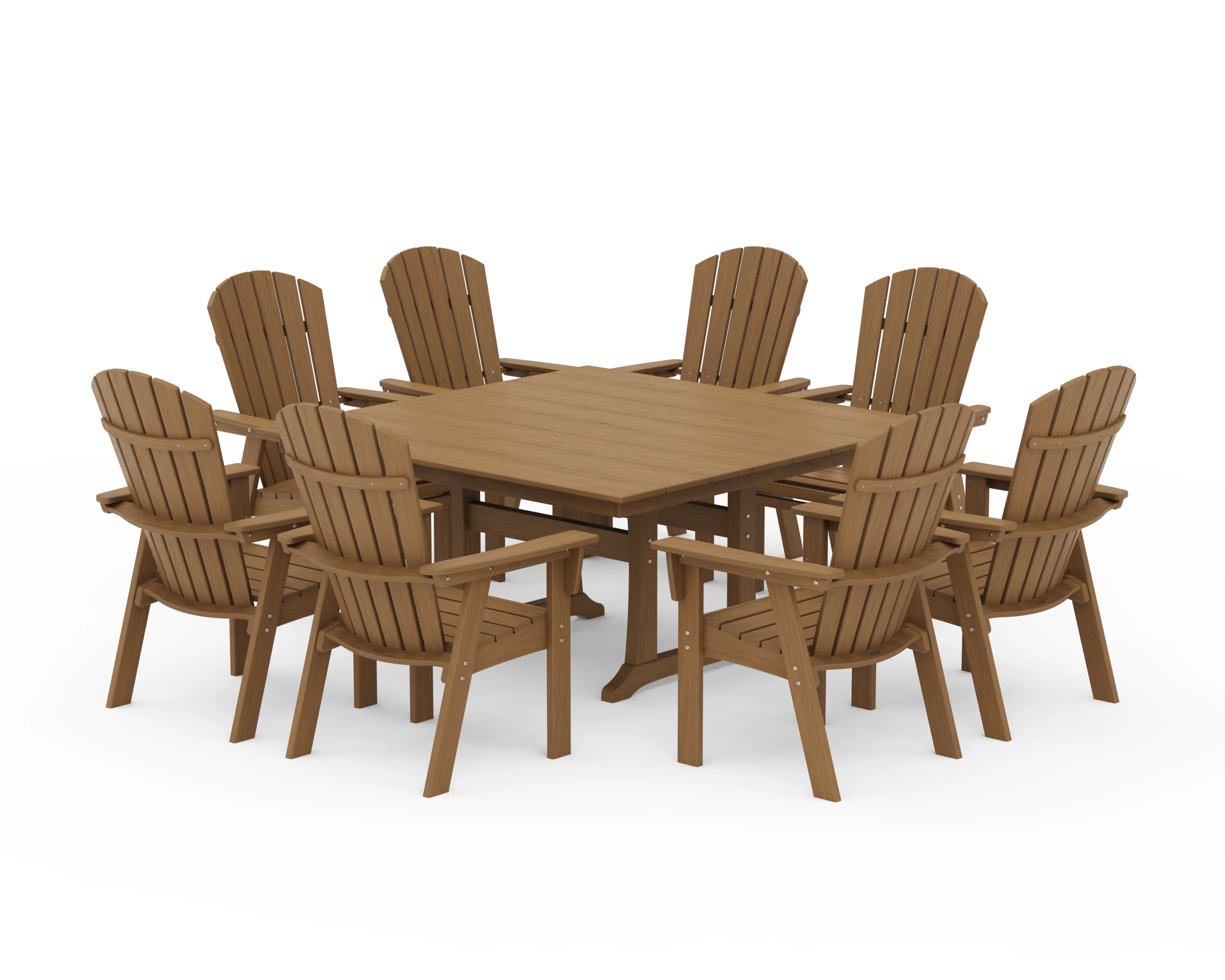 Nautical Curveback Adirondack 9-Piece Square Dining Set with Trestle Legs - Image 20