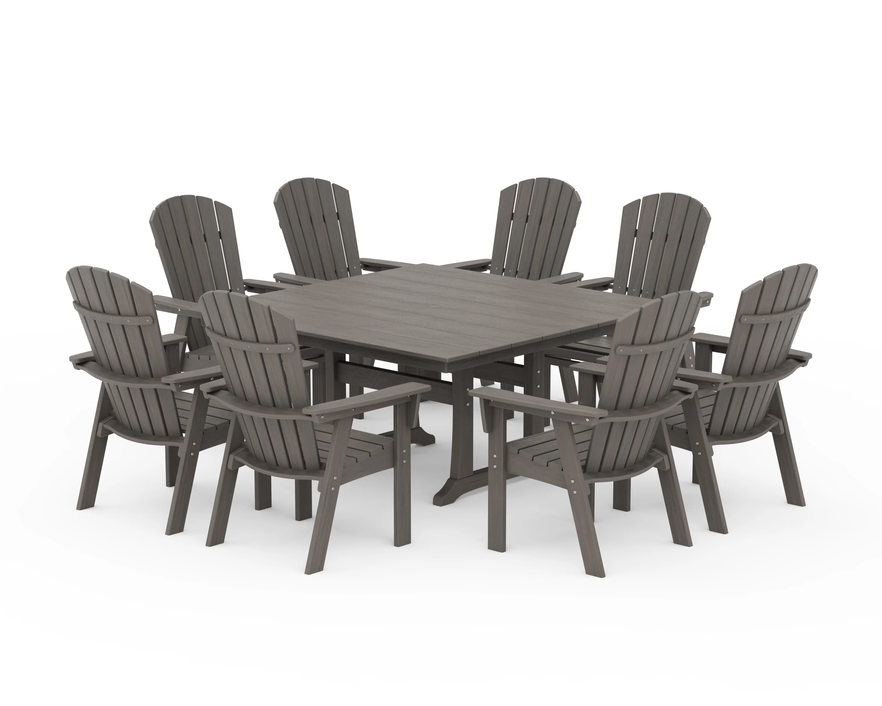 Nautical Curveback Adirondack 9-Piece Square Dining Set with Trestle Legs - Image 21