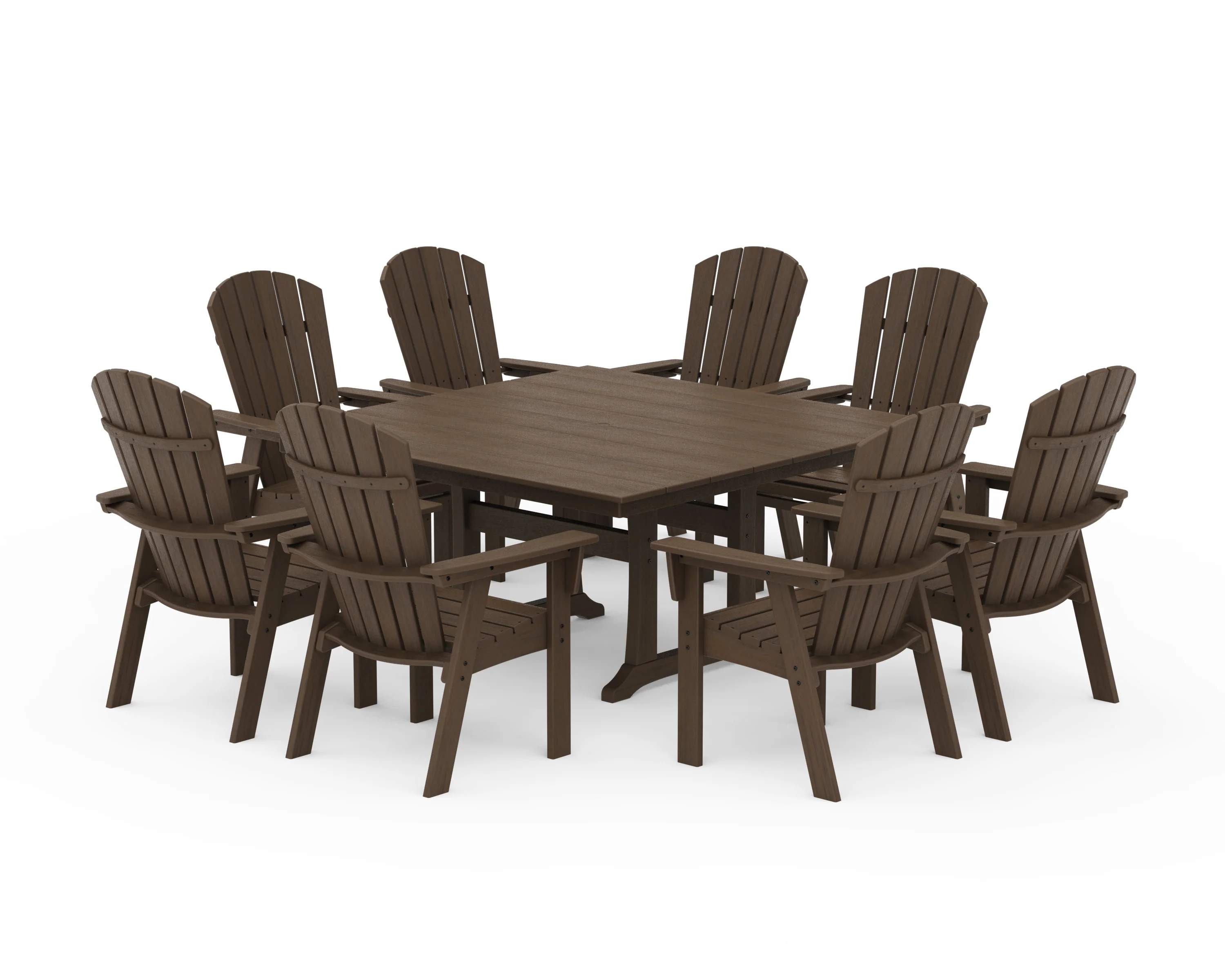 Nautical Curveback Adirondack 9-Piece Square Dining Set with Trestle Legs - Image 22