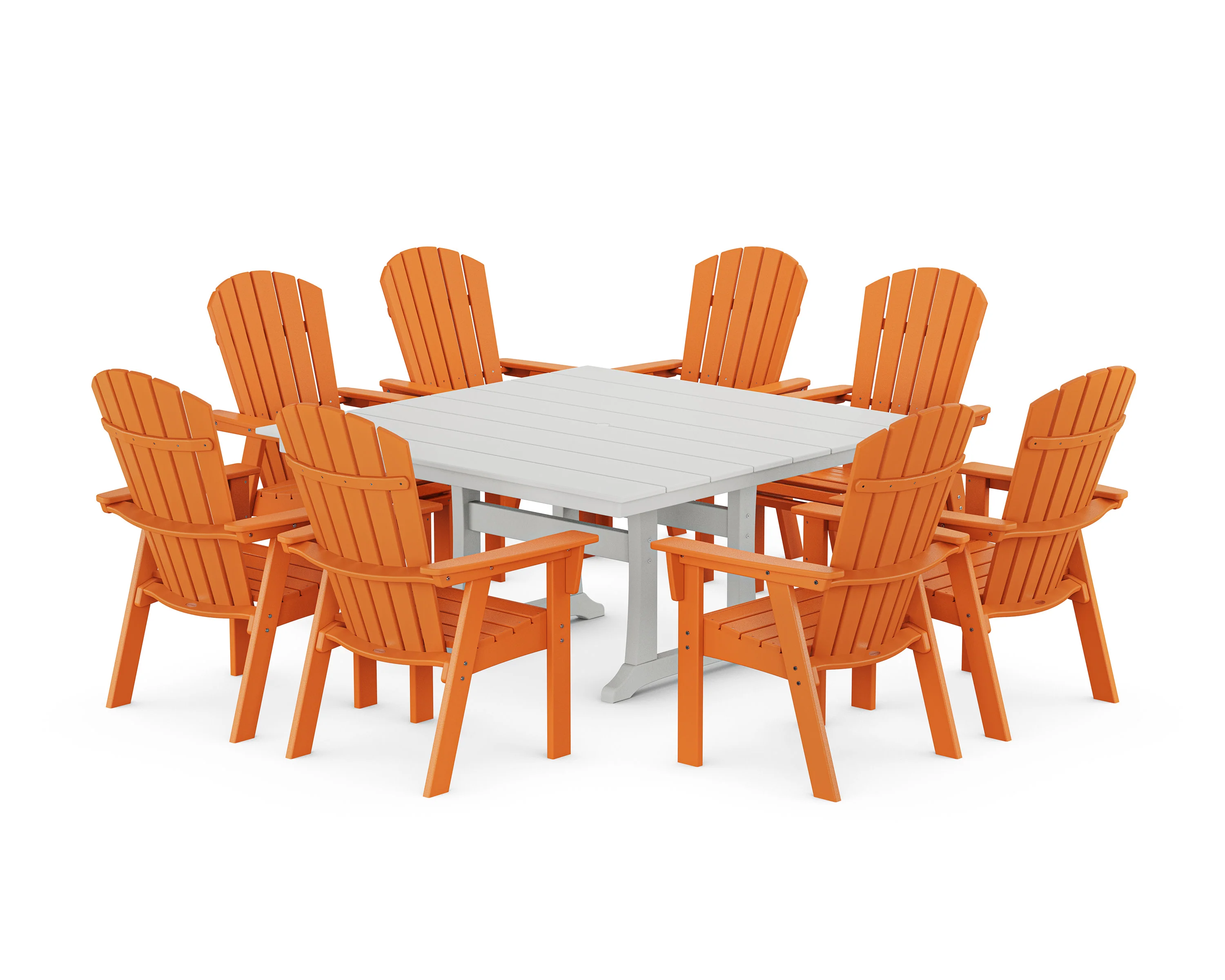Nautical Curveback Adirondack 9-Piece Square Dining Set with Trestle Legs - Image 4
