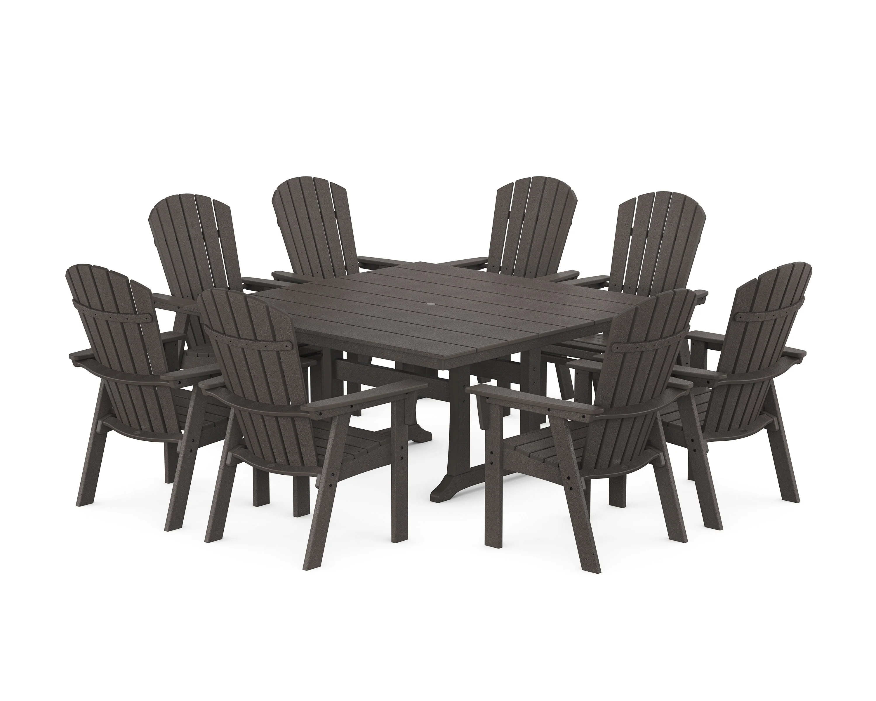 Nautical Curveback Adirondack 9-Piece Square Dining Set with Trestle Legs - Image 5