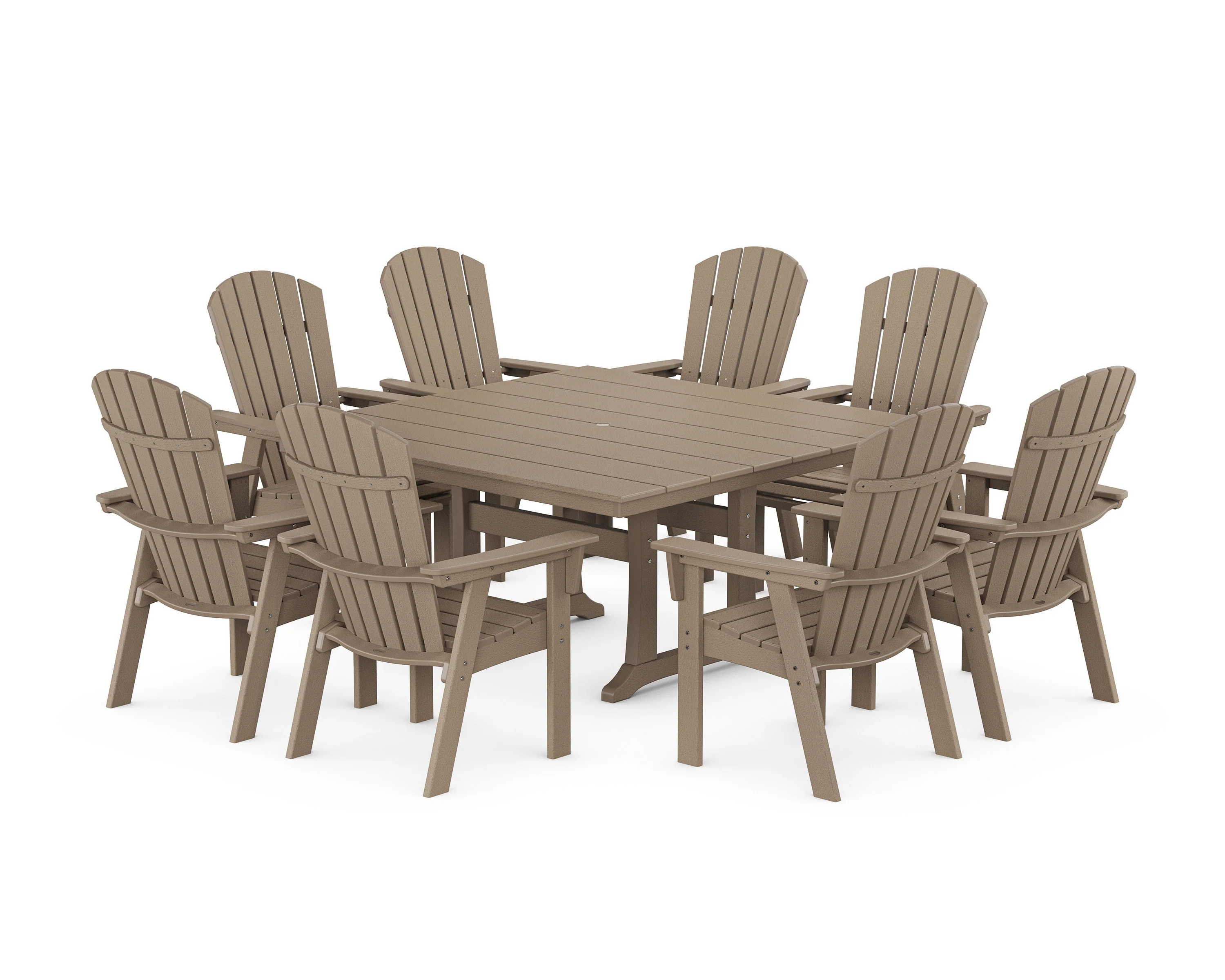 Nautical Curveback Adirondack 9-Piece Square Dining Set with Trestle Legs - Image 6