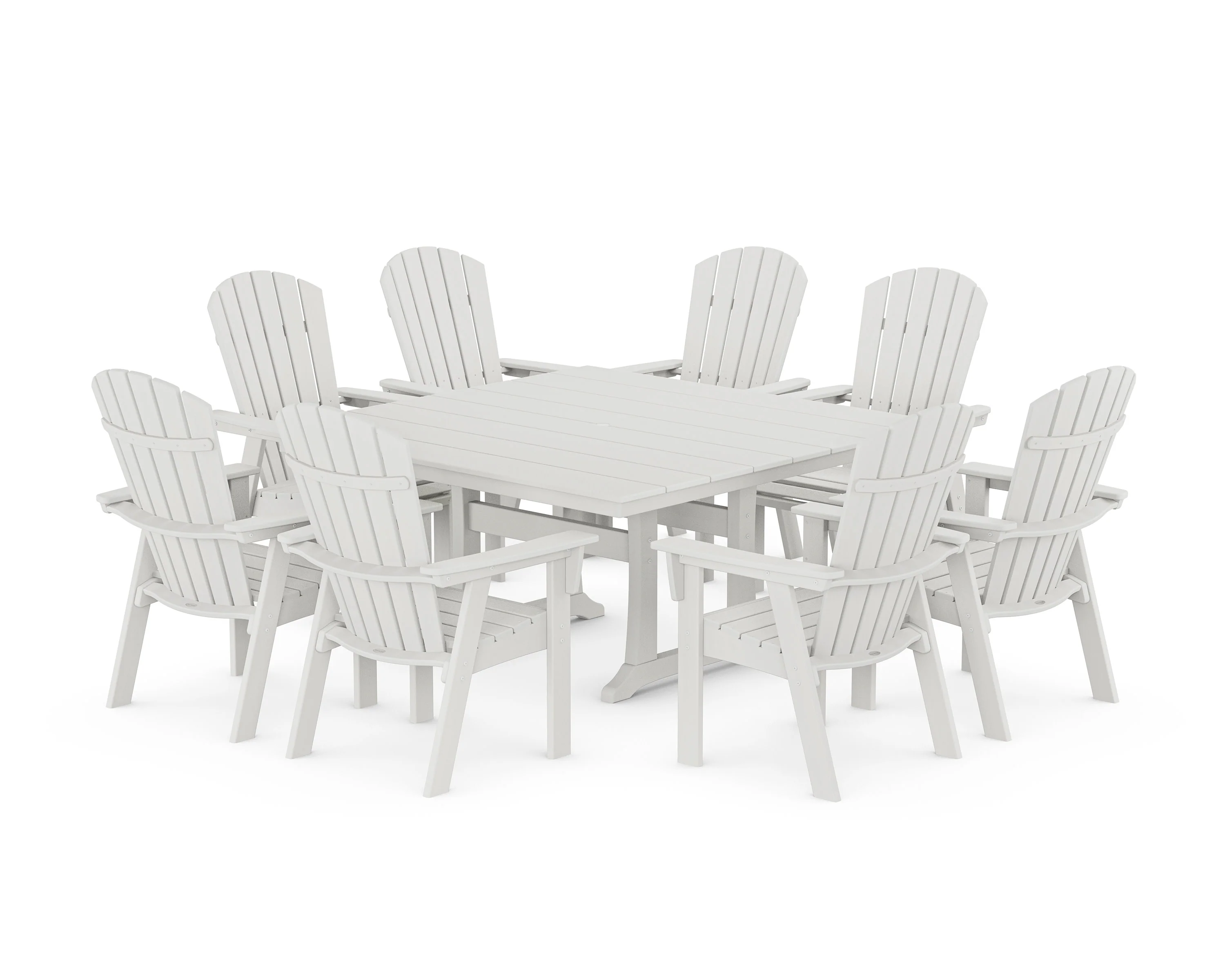 Nautical Curveback Adirondack 9-Piece Square Dining Set with Trestle Legs - Image 7