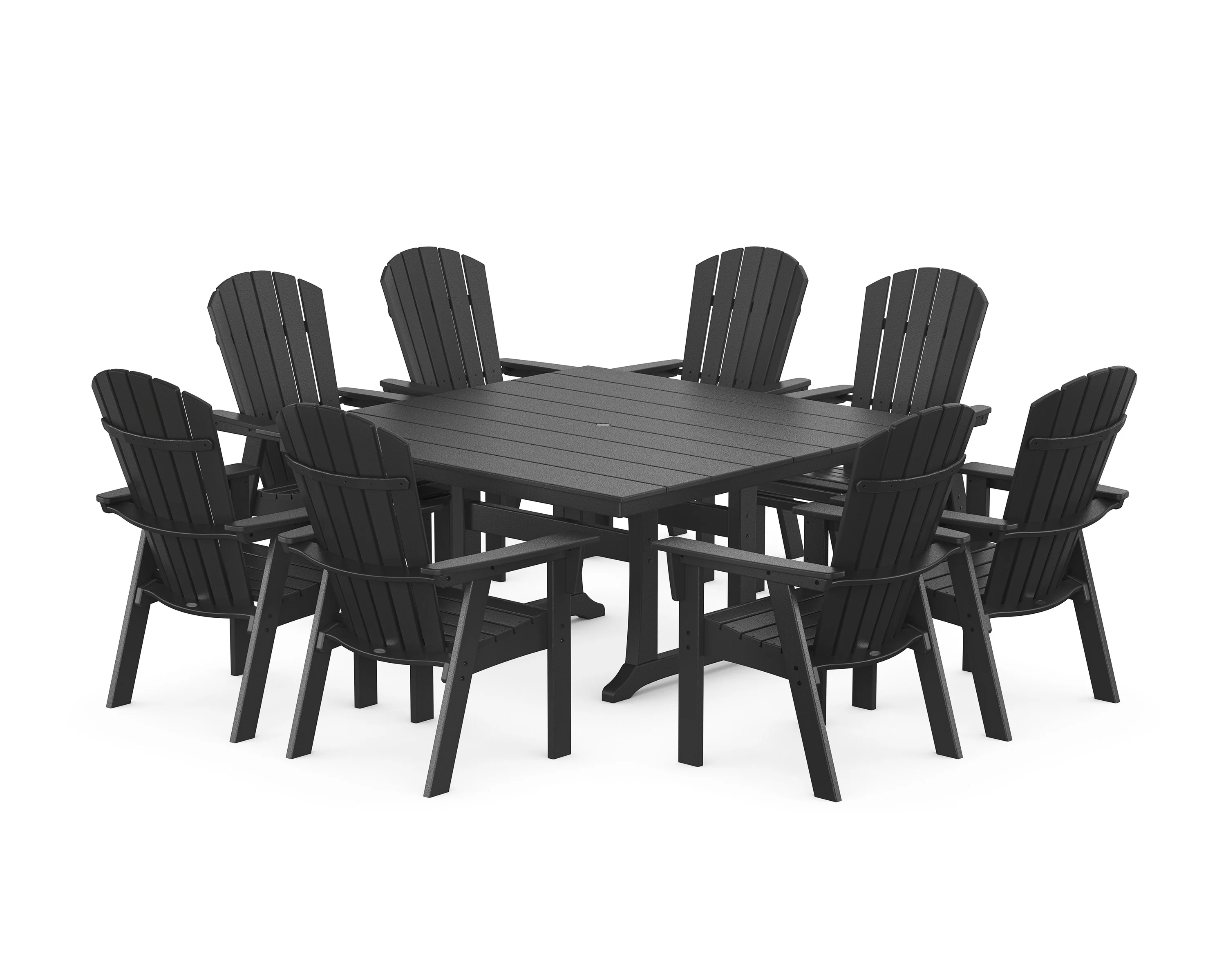 Nautical Curveback Adirondack 9-Piece Square Dining Set with Trestle Legs - Image 8