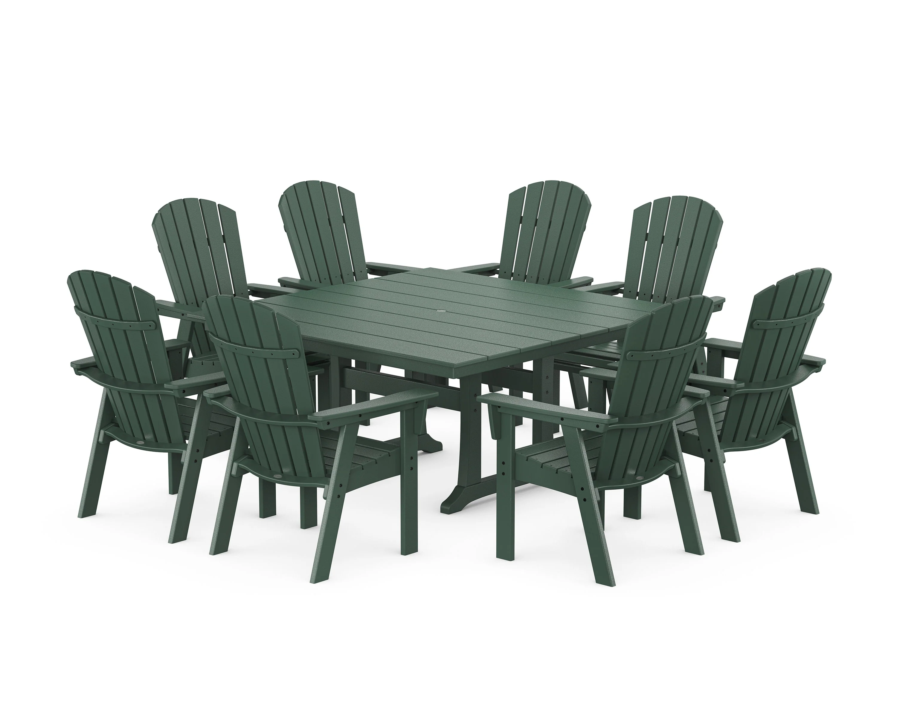 Nautical Curveback Adirondack 9-Piece Square Dining Set with Trestle Legs - Image 9