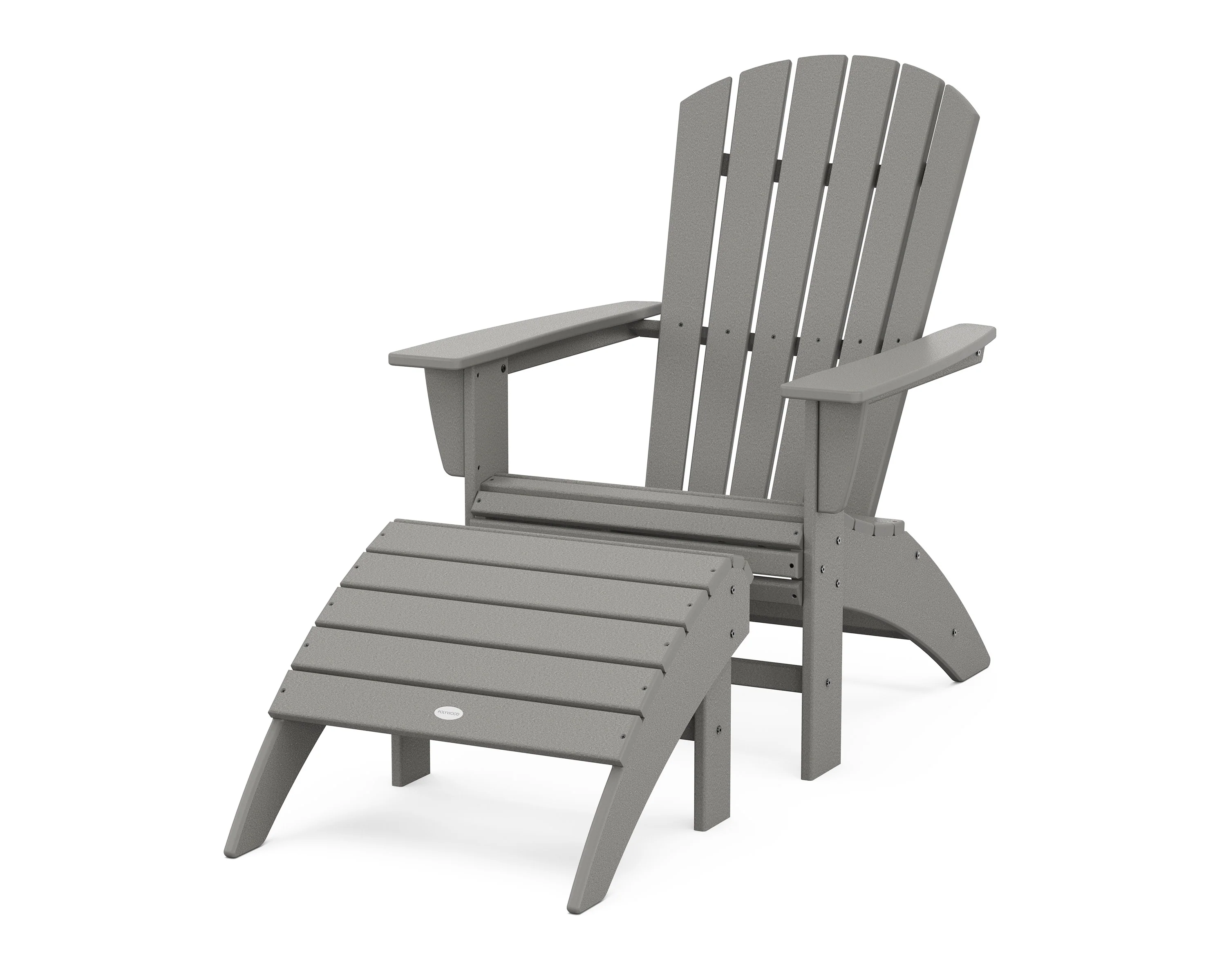 Nautical Curveback Adirondack Chair 2-Piece Set with Ottoman