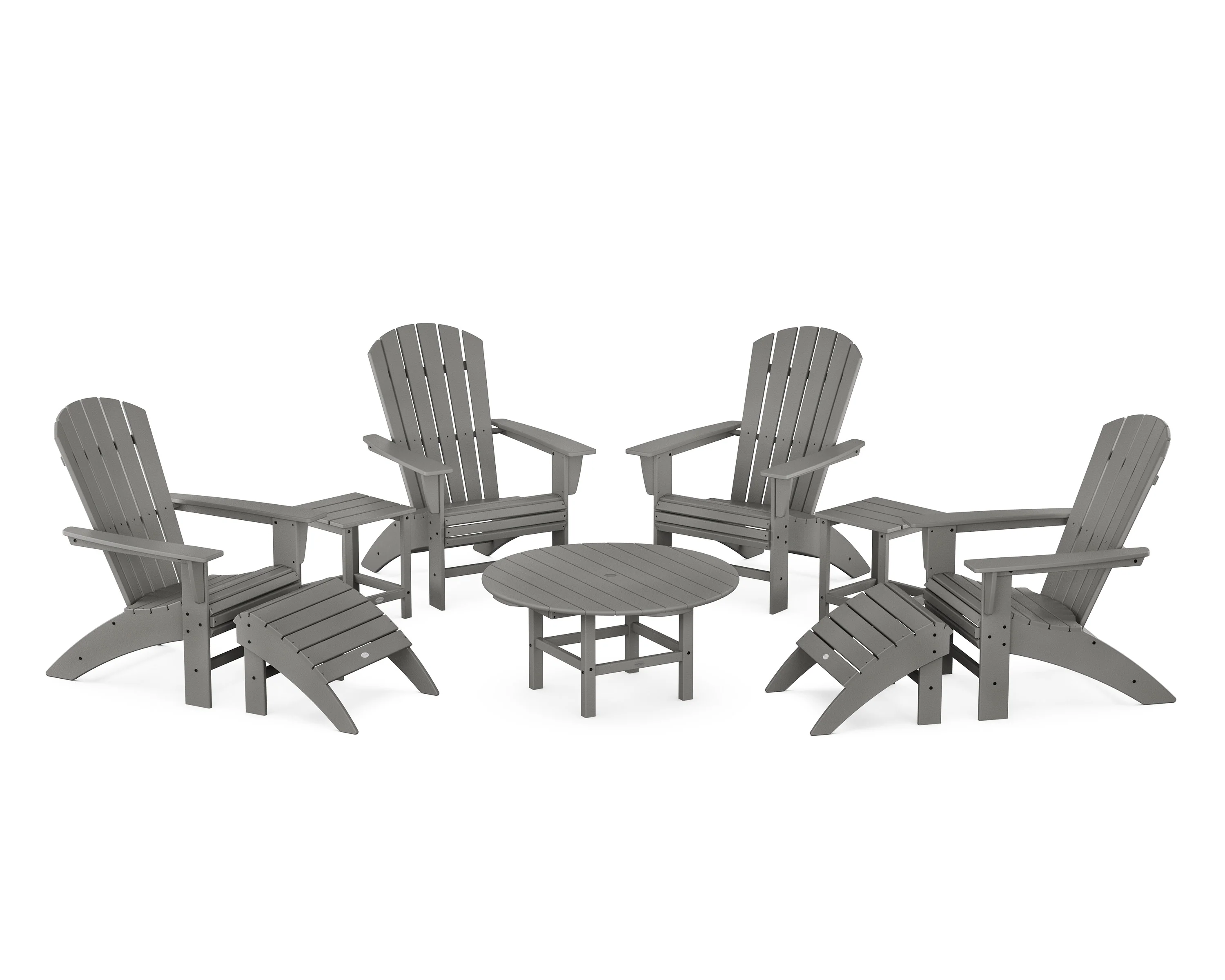 Nautical Curveback Adirondack Chair 9-Piece Conversation Set