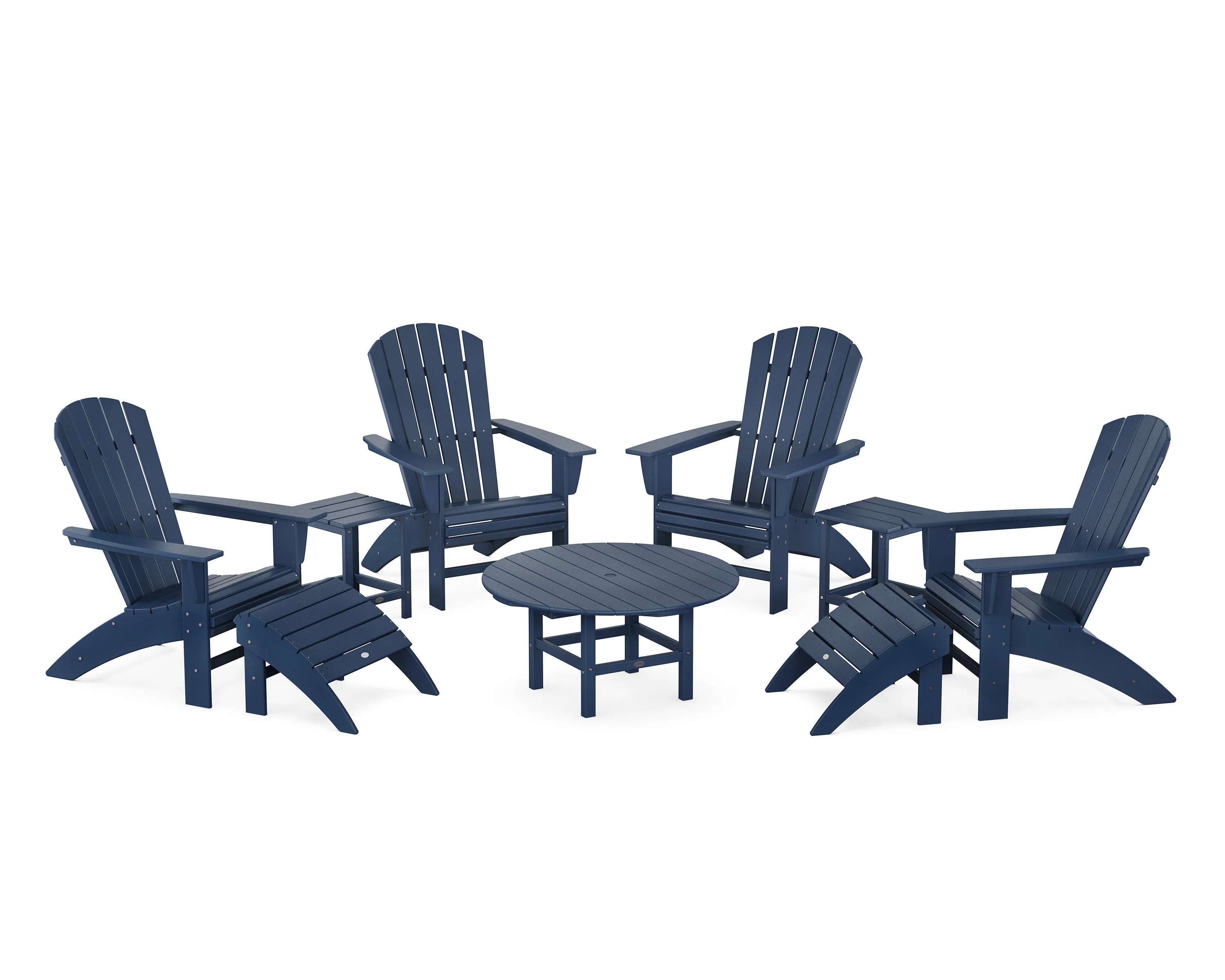 Nautical Curveback Adirondack Chair 9-Piece Conversation Set - Image 3