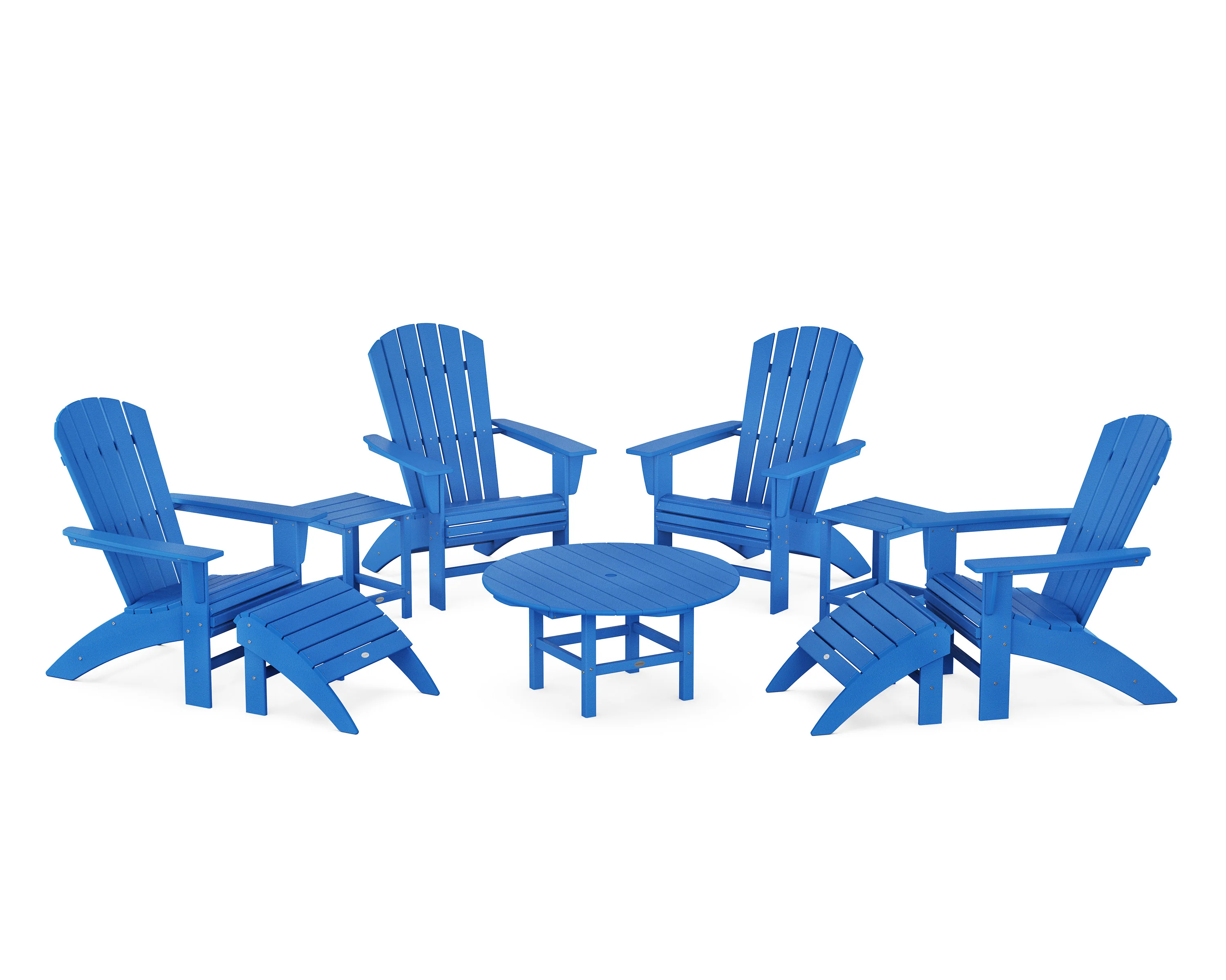 Nautical Curveback Adirondack Chair 9-Piece Conversation Set - Image 4