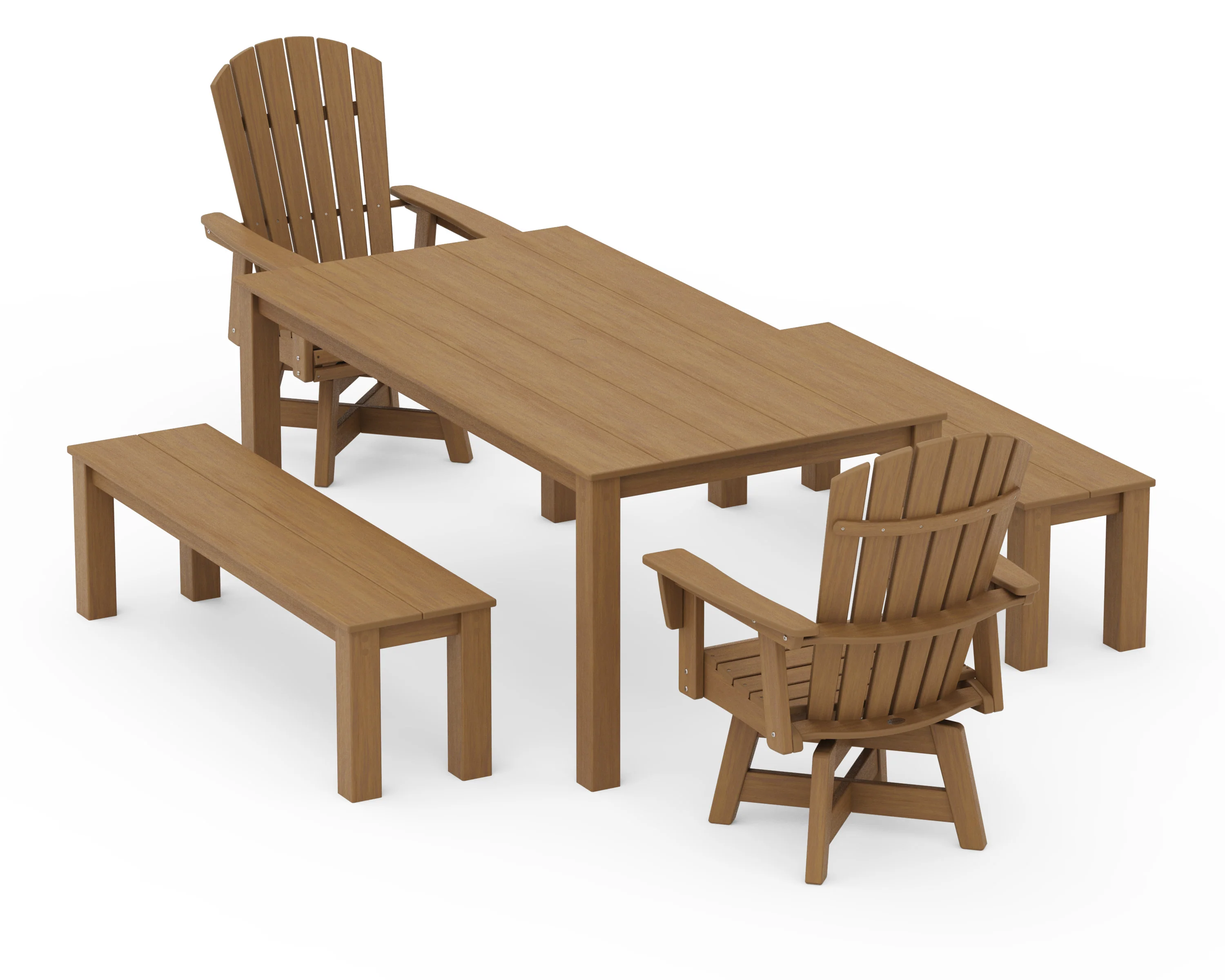 Nautical Curveback Adirondack Swivel 5-Piece Parsons Dining Set with Benches - Image 12