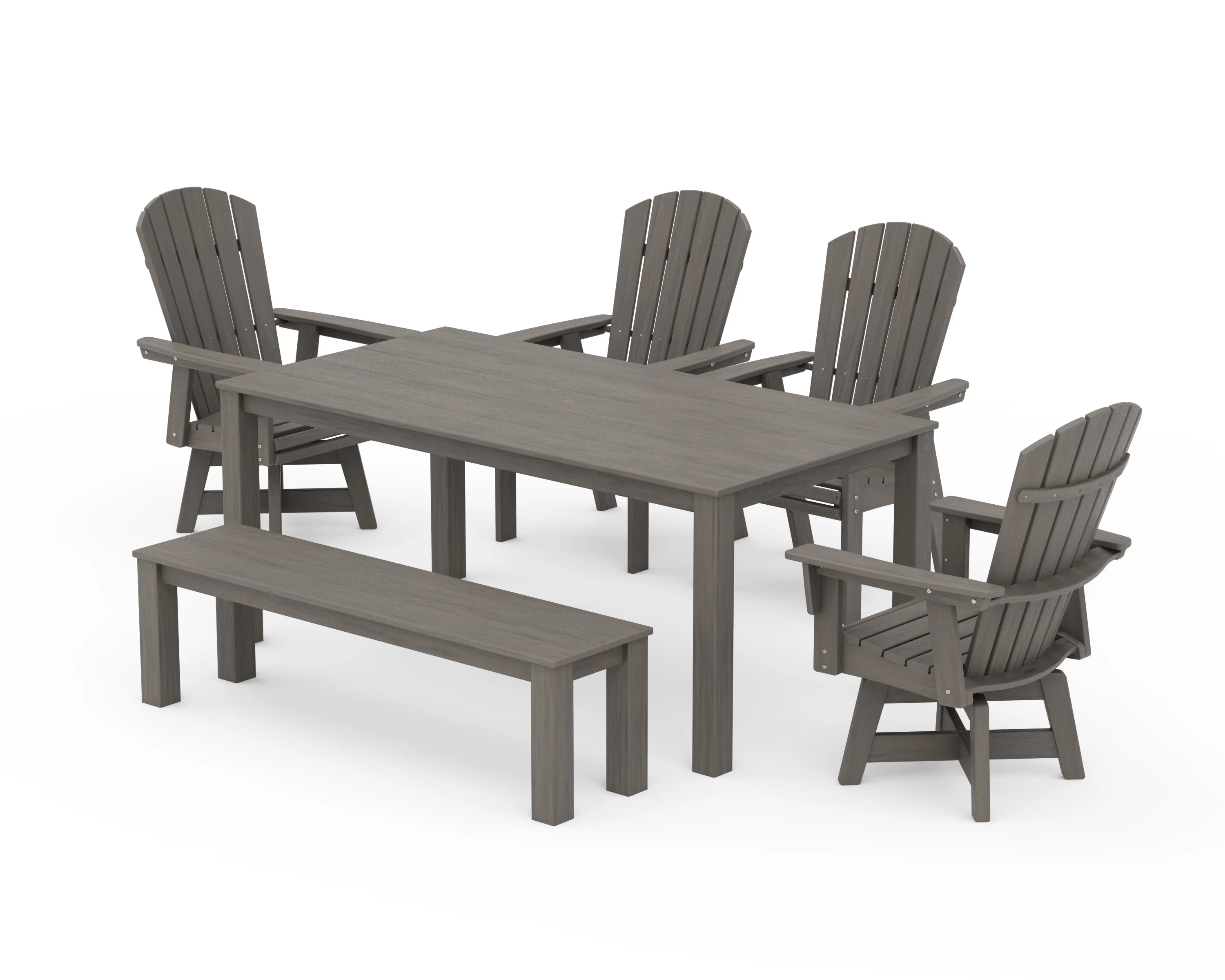 Nautical Curveback Adirondack Swivel 6-Piece Parsons Dining Set with Bench - Image 10