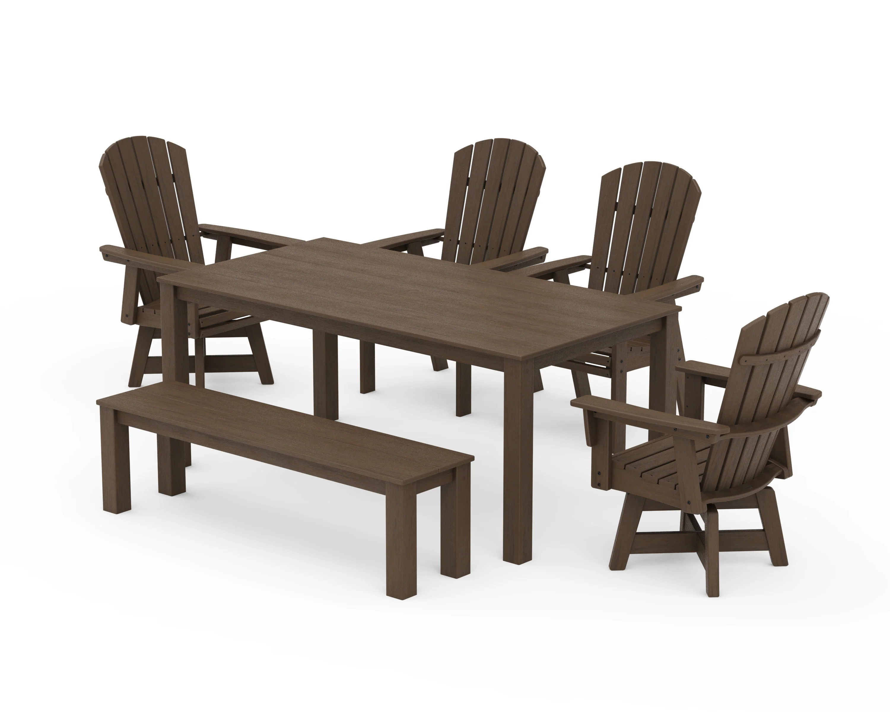 Nautical Curveback Adirondack Swivel 6-Piece Parsons Dining Set with Bench - Image 11