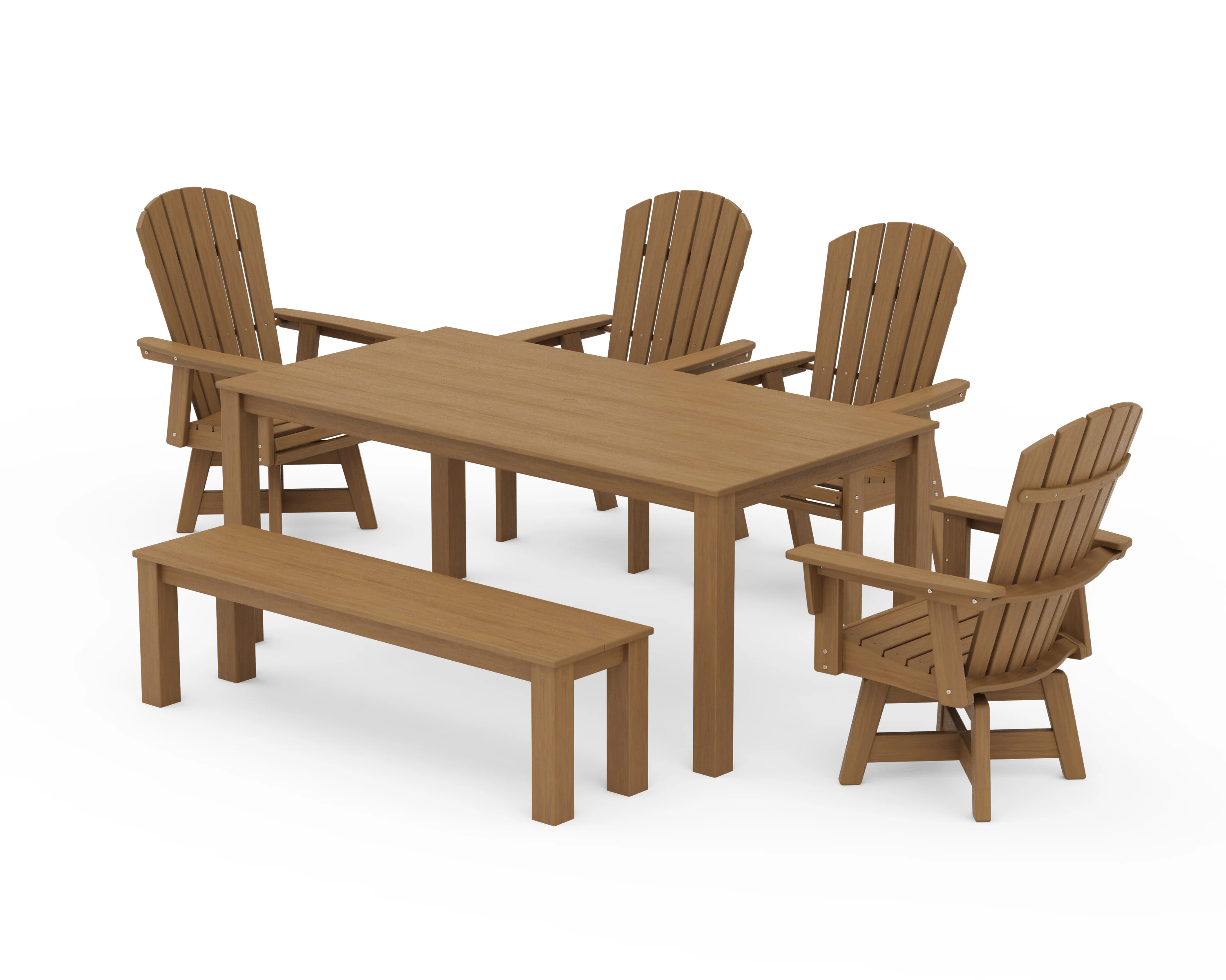 Nautical Curveback Adirondack Swivel 6-Piece Parsons Dining Set with Bench - Image 12