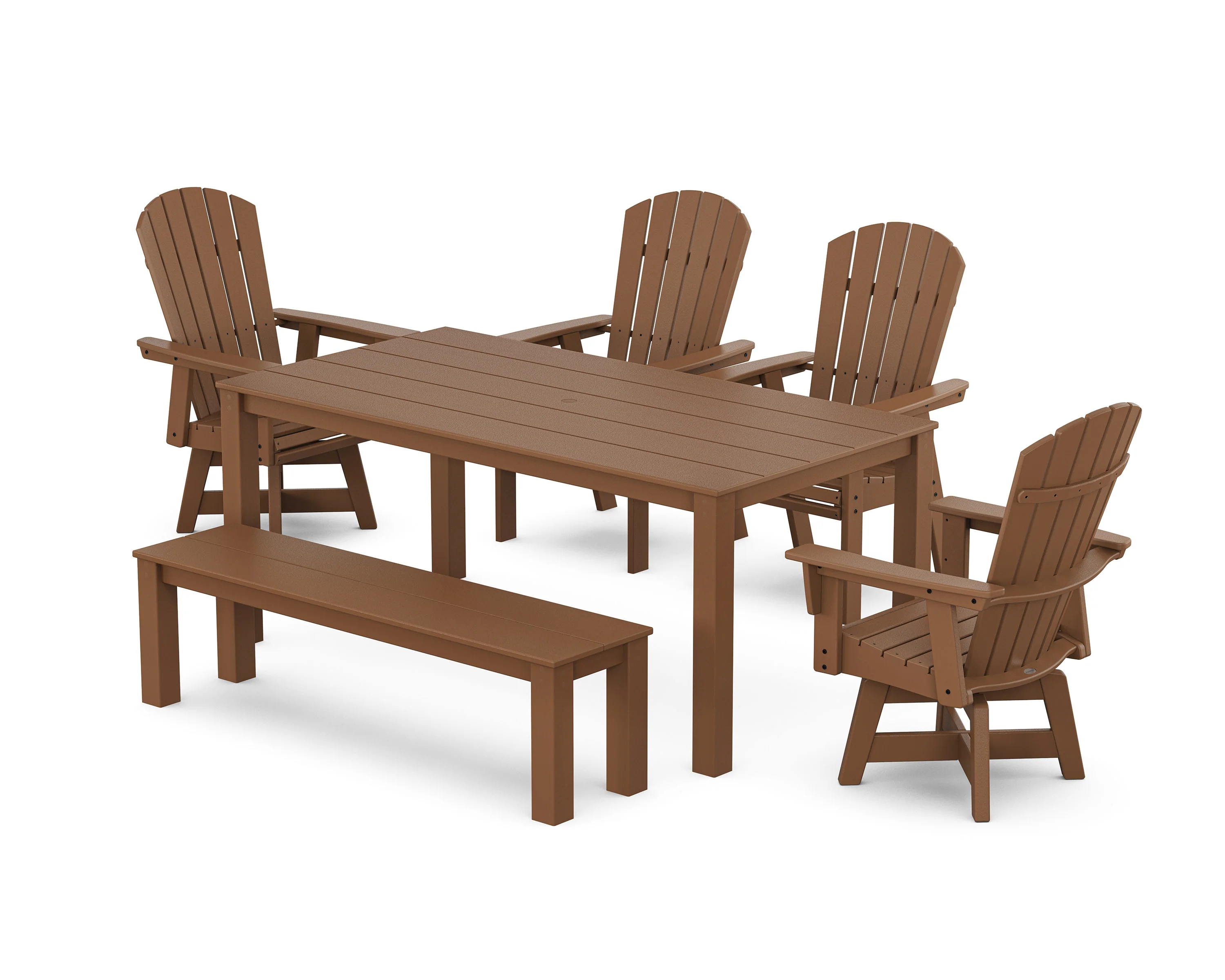 Nautical Curveback Adirondack Swivel 6-Piece Parsons Dining Set with Bench - Image 6