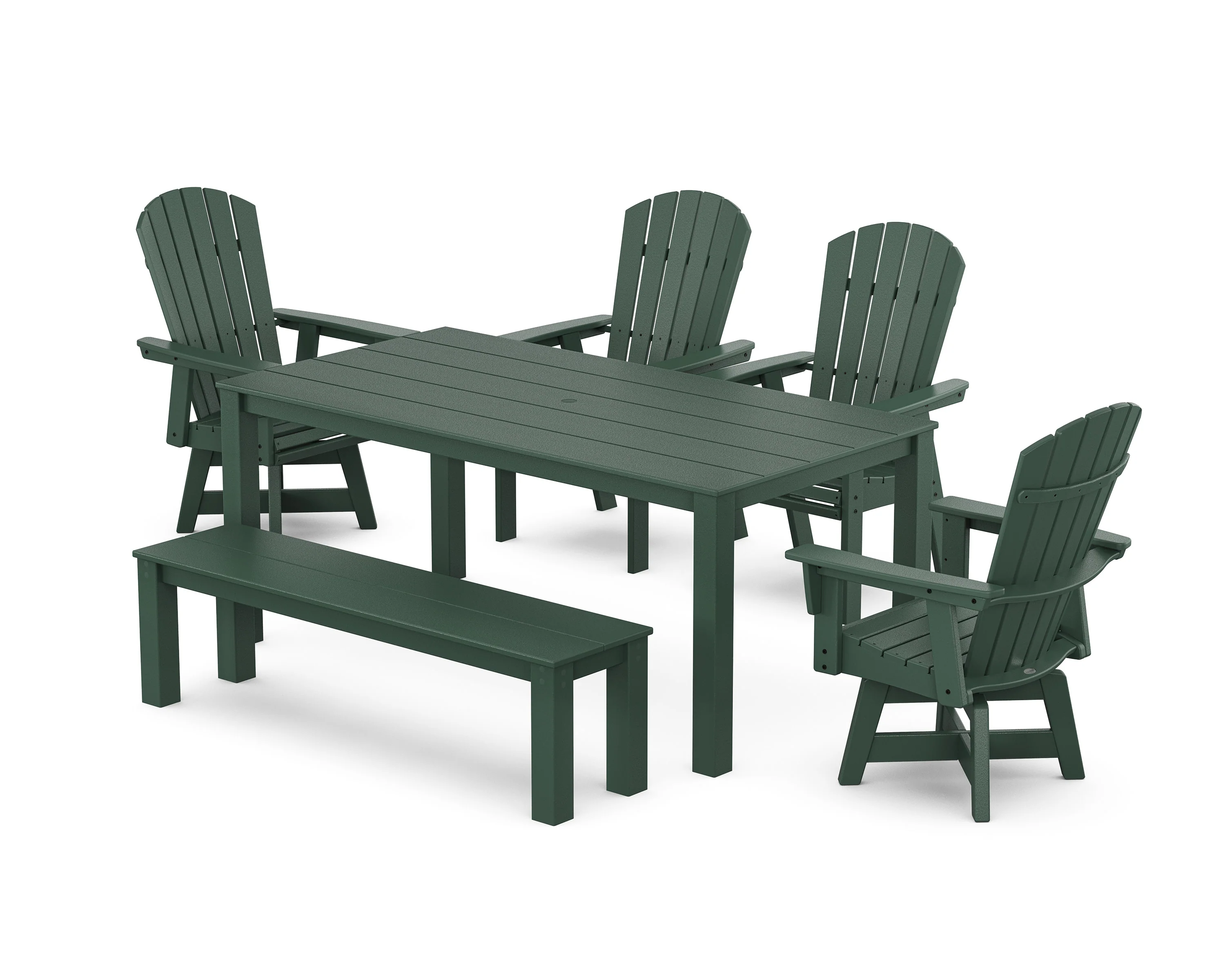 Nautical Curveback Adirondack Swivel 6-Piece Parsons Dining Set with Bench - Image 8