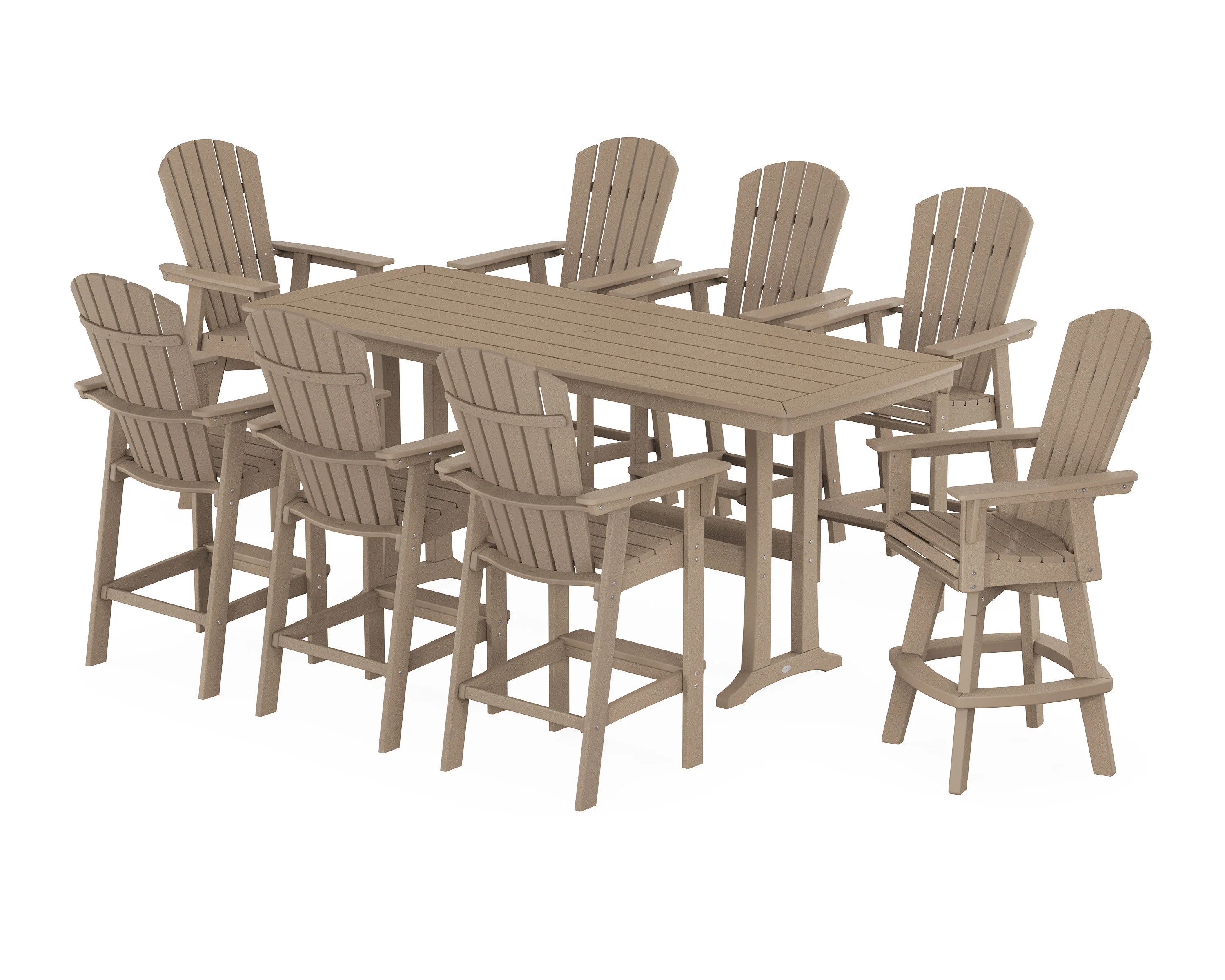 Nautical Curveback Adirondack Swivel 9-Piece Bar Set with Trestle Legs - Image 12