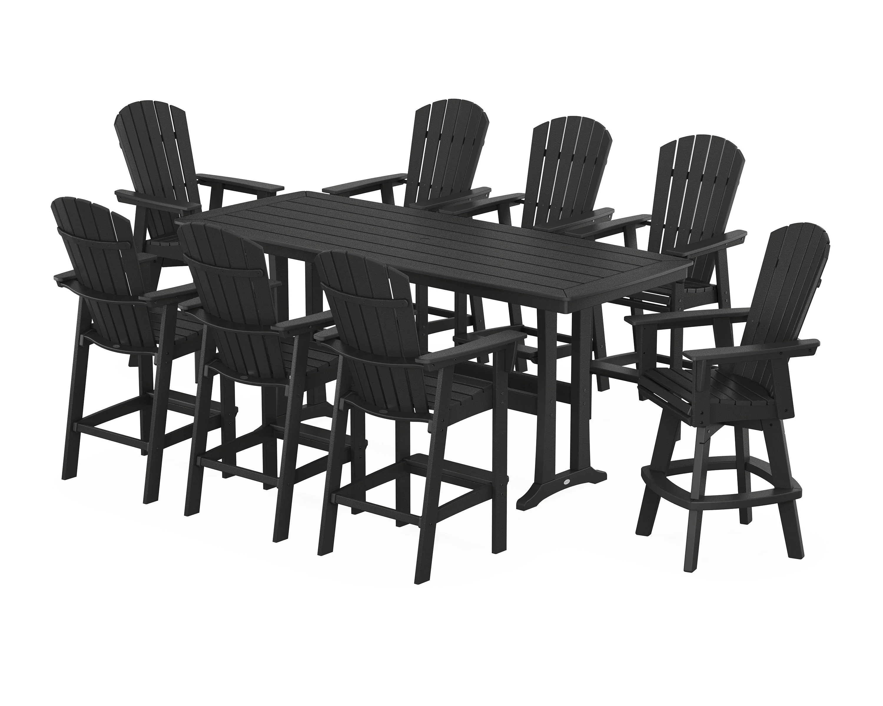 Nautical Curveback Adirondack Swivel 9-Piece Bar Set with Trestle Legs - Image 4