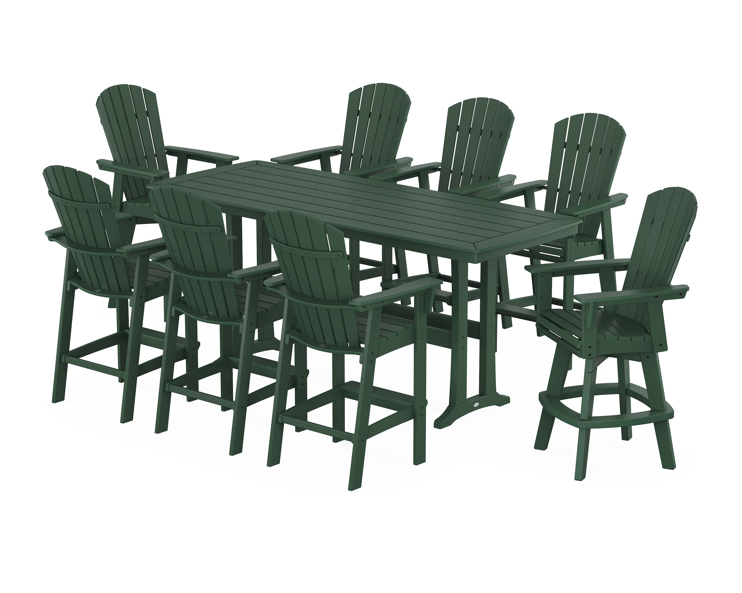 Nautical Curveback Adirondack Swivel 9-Piece Bar Set with Trestle Legs - Image 5