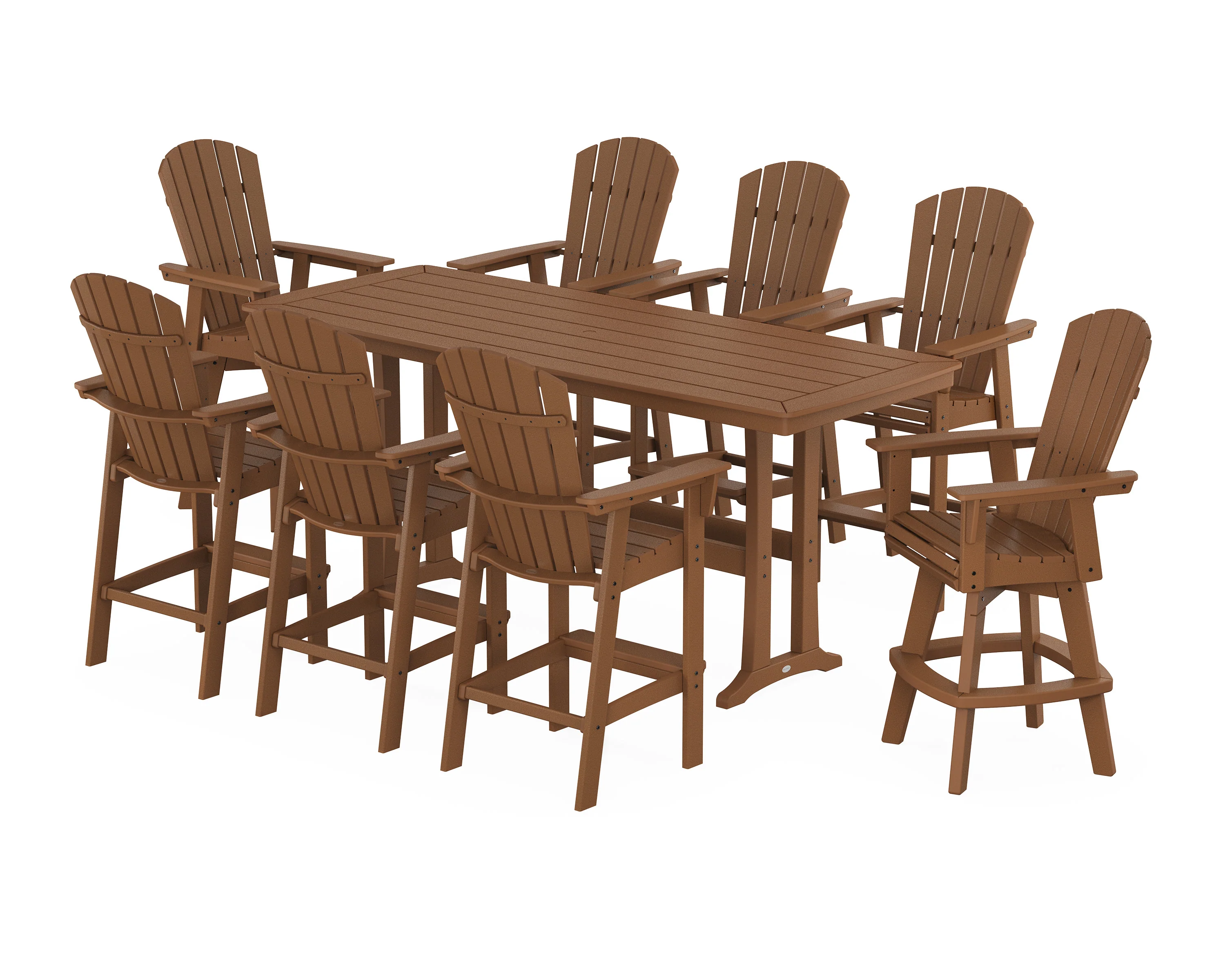 Nautical Curveback Adirondack Swivel 9-Piece Bar Set with Trestle Legs - Image 6