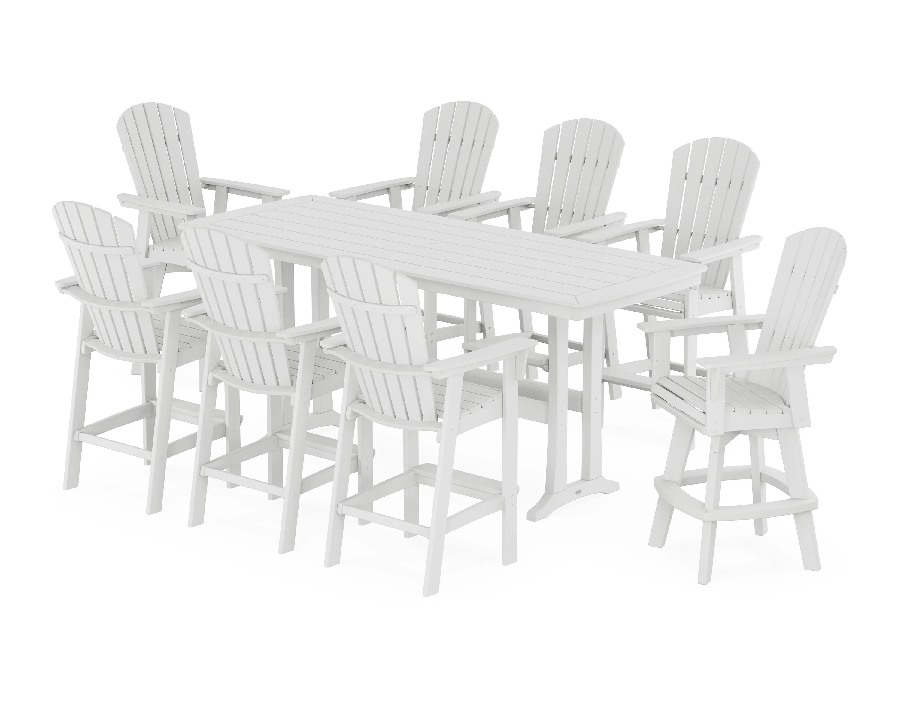 Nautical Curveback Adirondack Swivel 9-Piece Bar Set with Trestle Legs - Image 8