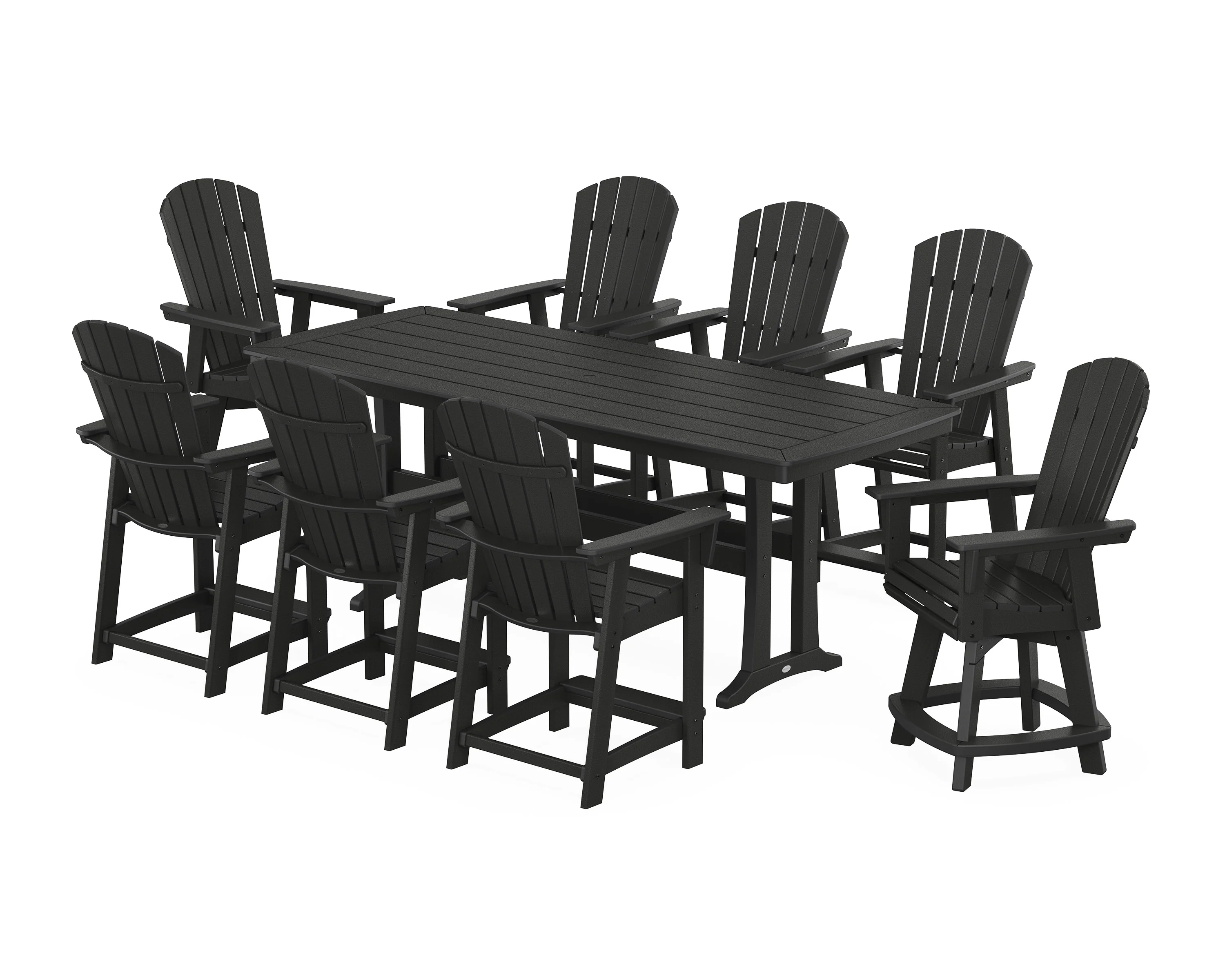 Nautical Curveback Adirondack Swivel 9-Piece Counter Set with Trestle Legs - Image 5