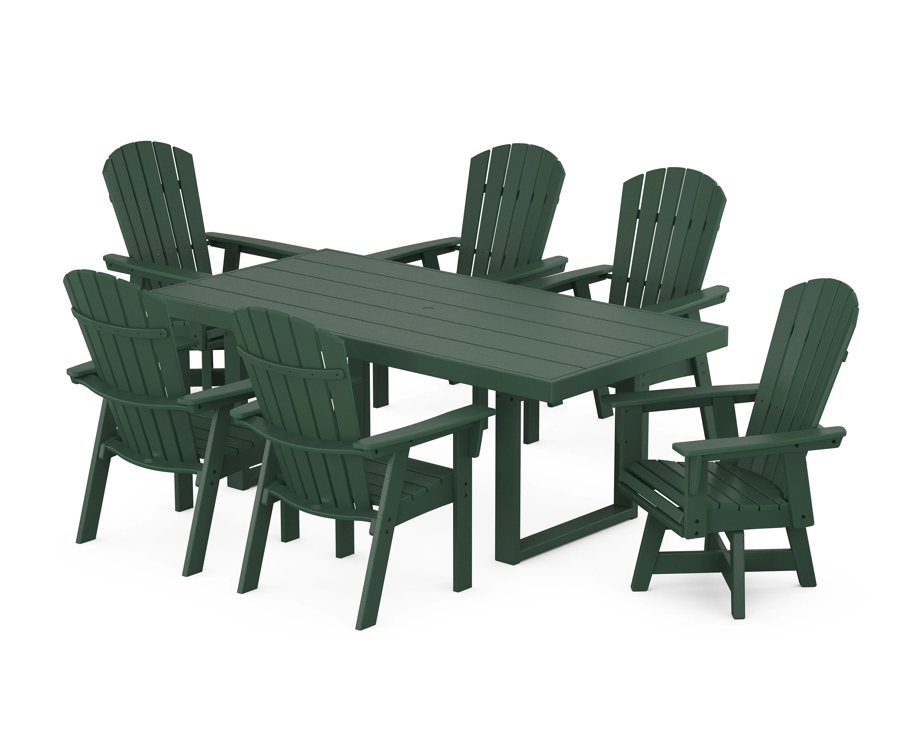 Nautical Curveback Adirondack Swivel Chair 7-Piece Dining Set - Image 10