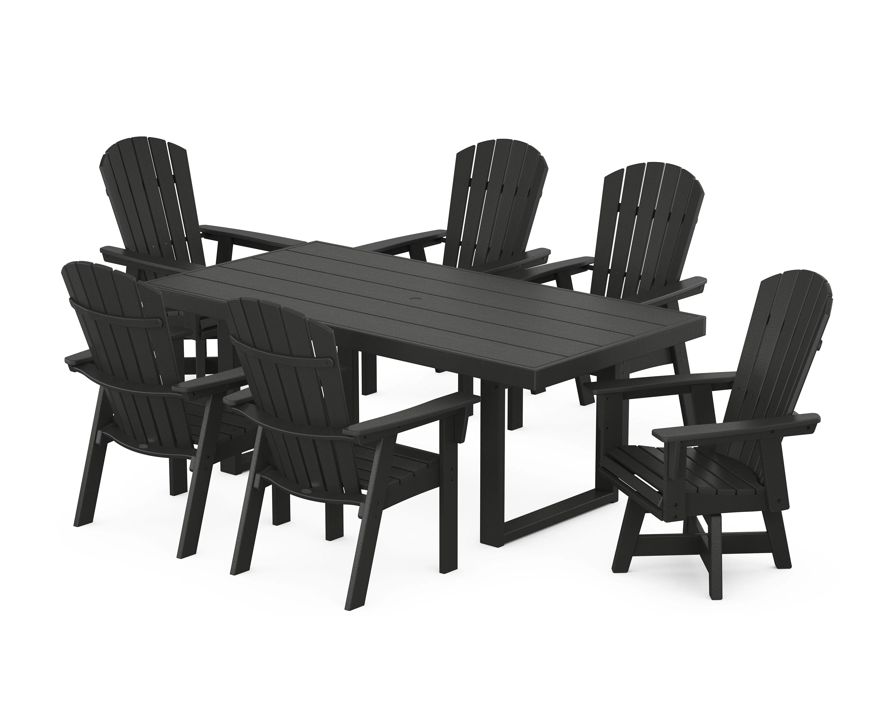 Nautical Curveback Adirondack Swivel Chair 7-Piece Dining Set - Image 11