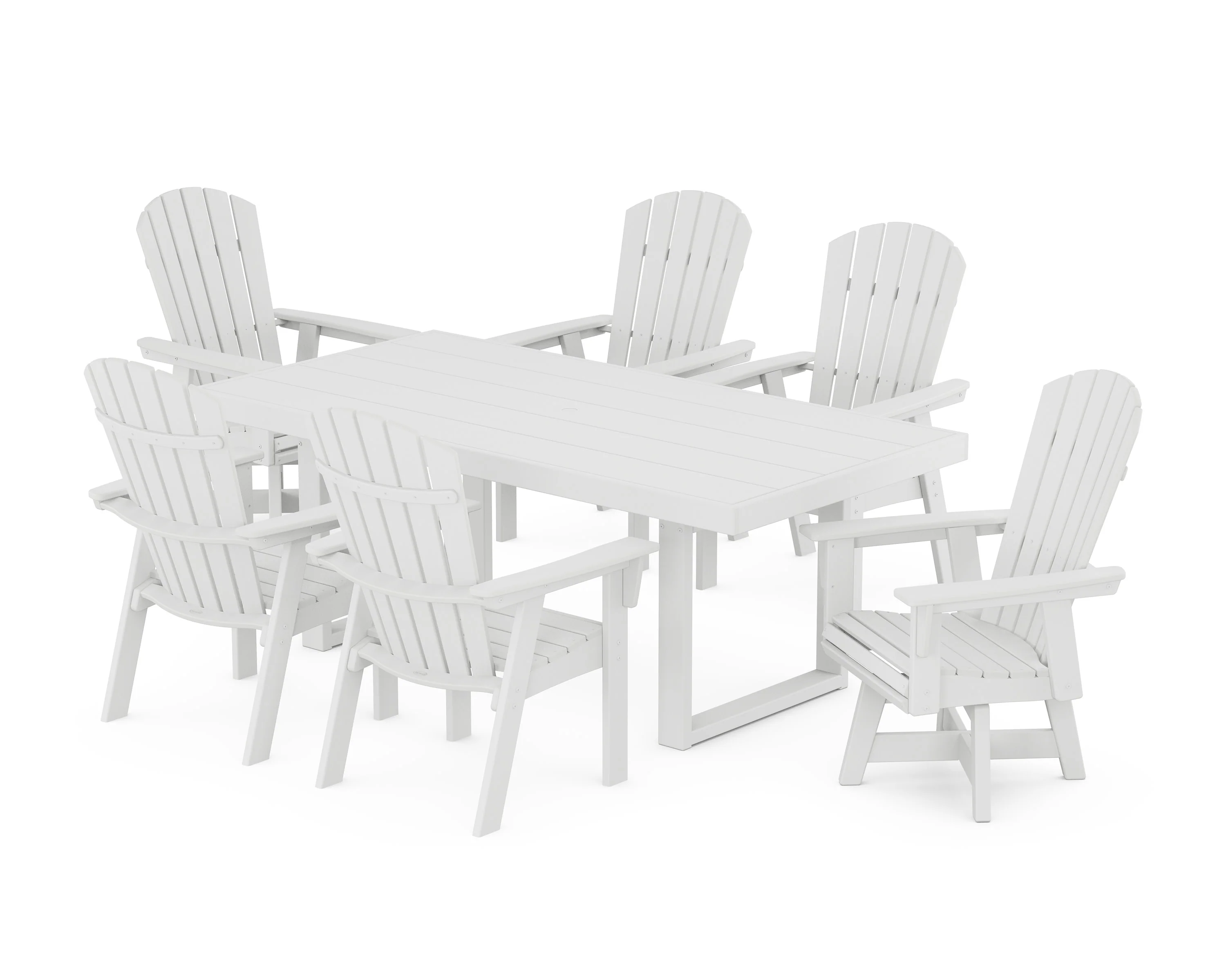 Nautical Curveback Adirondack Swivel Chair 7-Piece Dining Set - Image 12