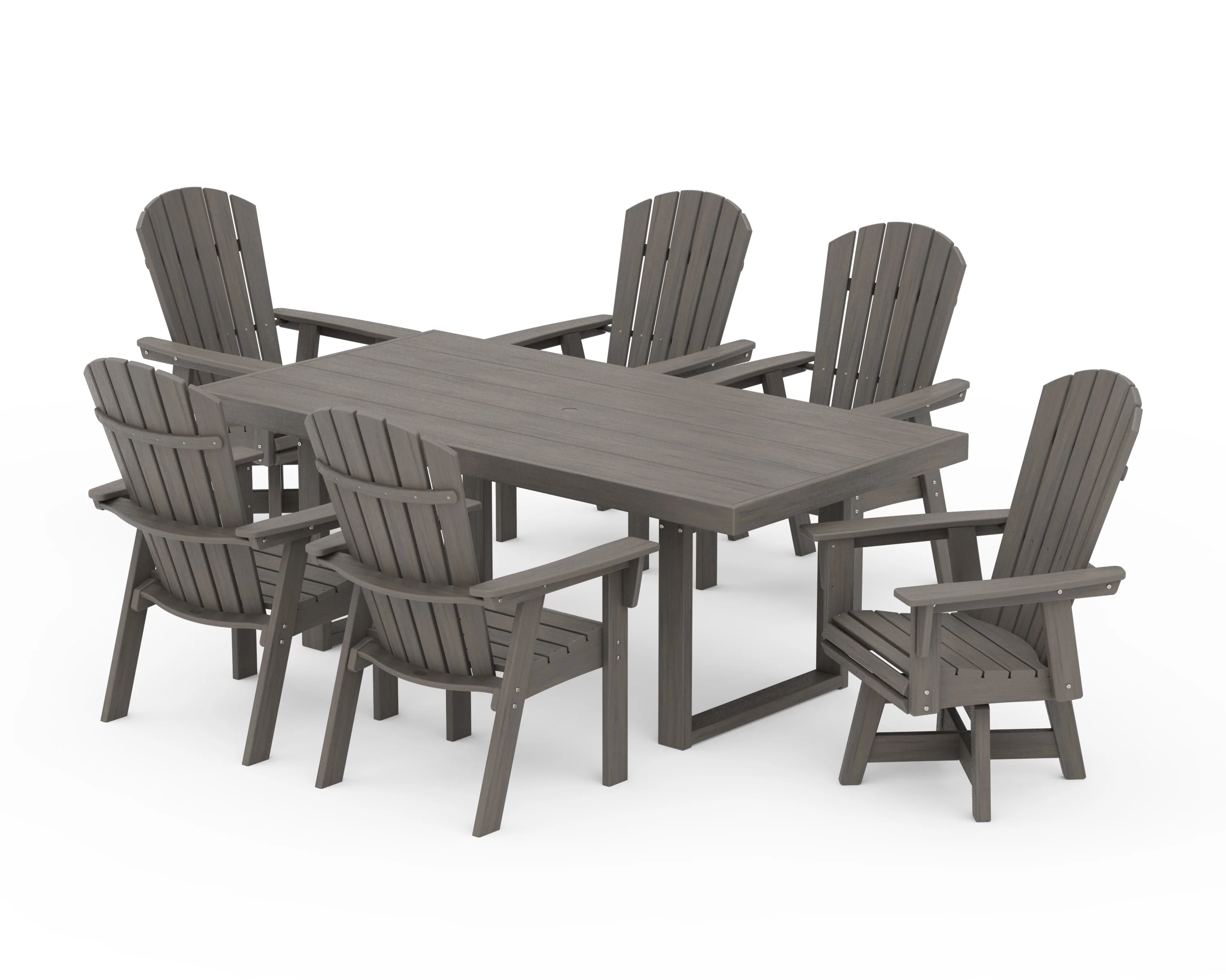 Nautical Curveback Adirondack Swivel Chair 7-Piece Dining Set - Image 13