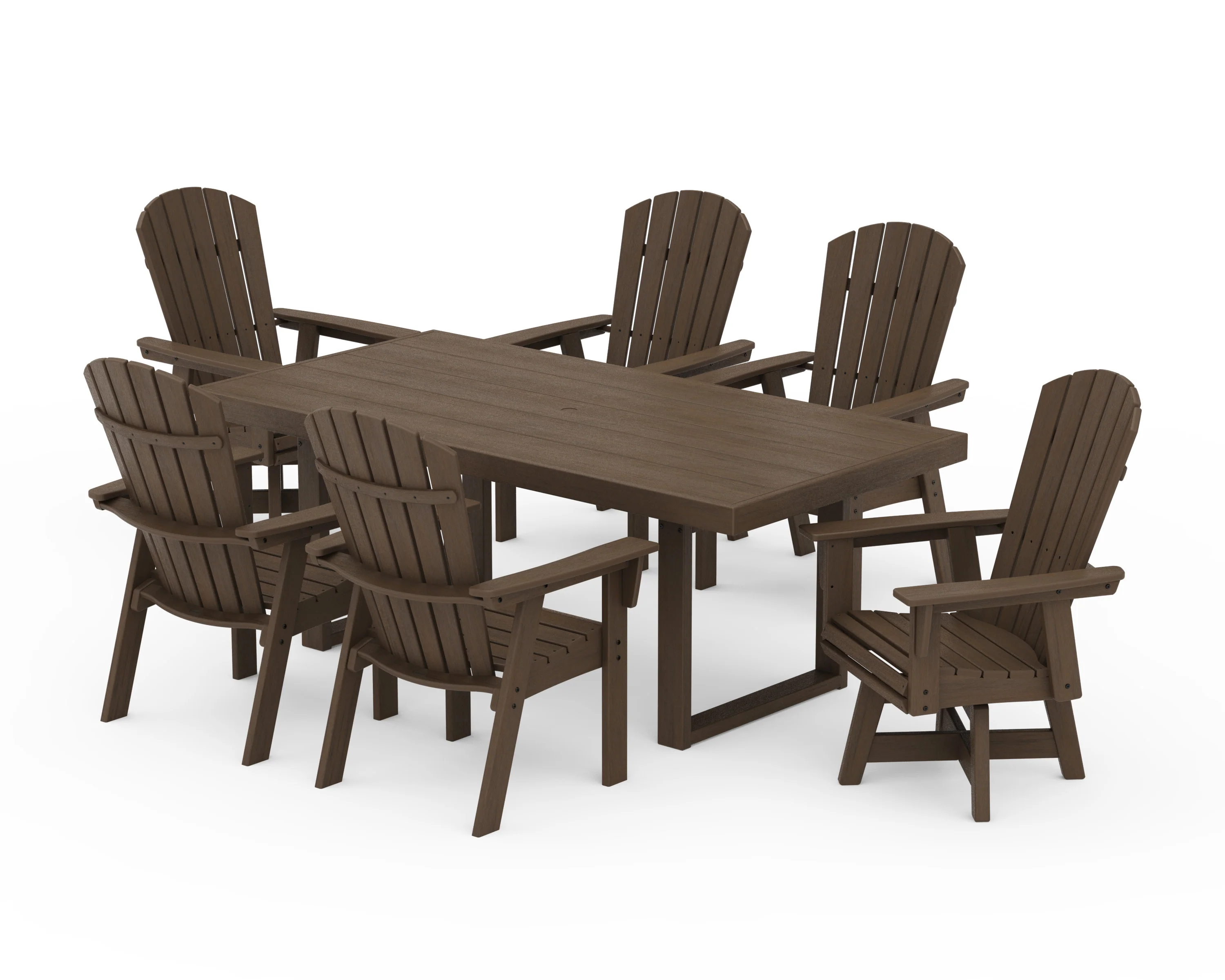 Nautical Curveback Adirondack Swivel Chair 7-Piece Dining Set - Image 14
