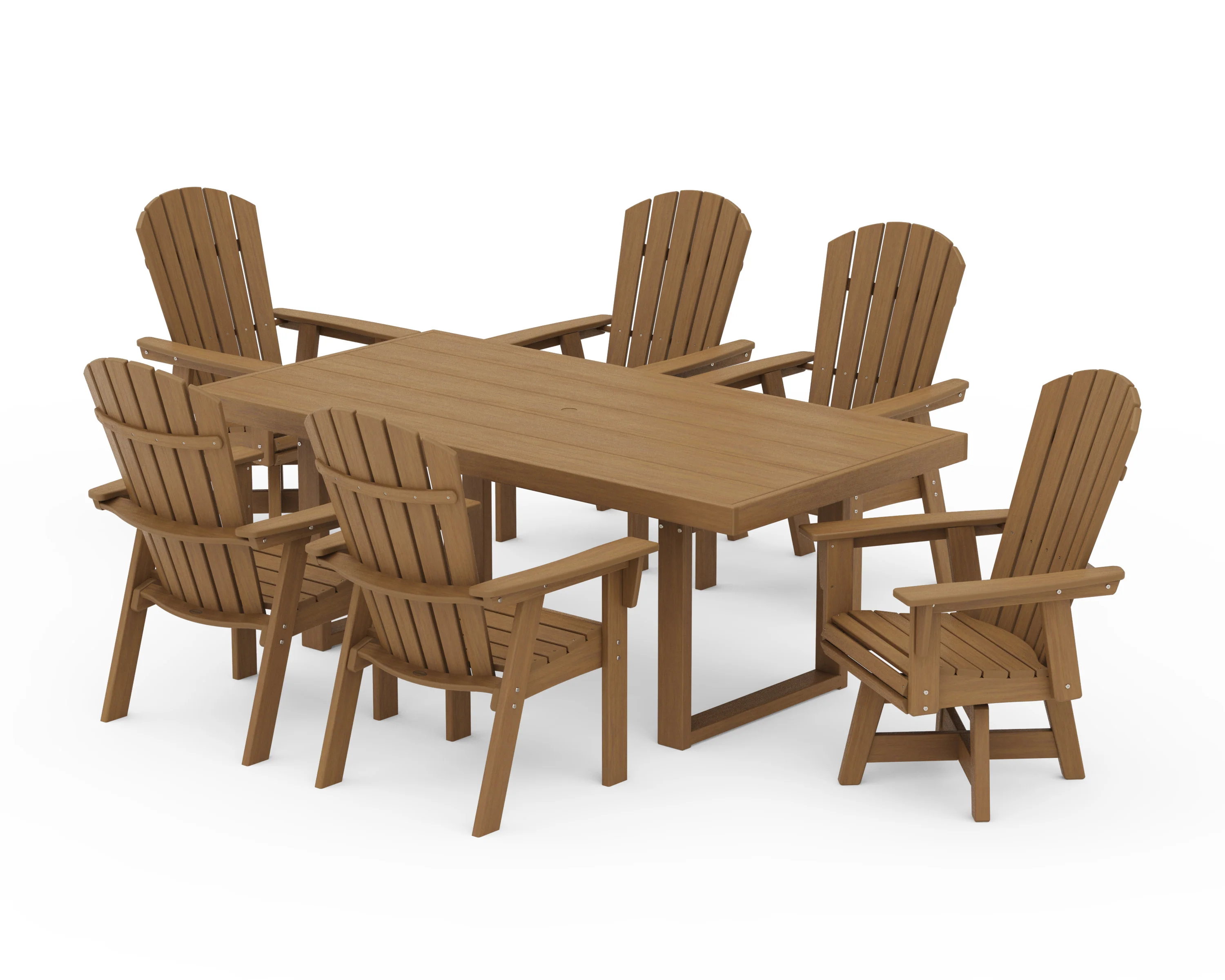 Nautical Curveback Adirondack Swivel Chair 7-Piece Dining Set - Image 15